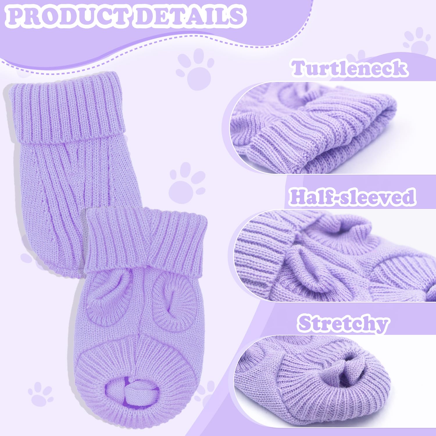 Xs Dog Sweater 2-Pack, Turtleneck Knitwear Dog Sweater For Small Dogs Girl Teacup Chihuahua Yorkie Warm Winter Pet Puppy Clothes