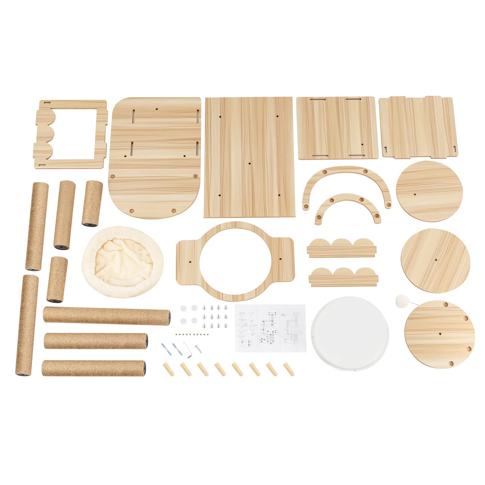 Cat Furniture, Modern Cat Tree, Modern Wood Cat Tower Tree, Wood Color Cat Tree Branch For Cat(52Inch)