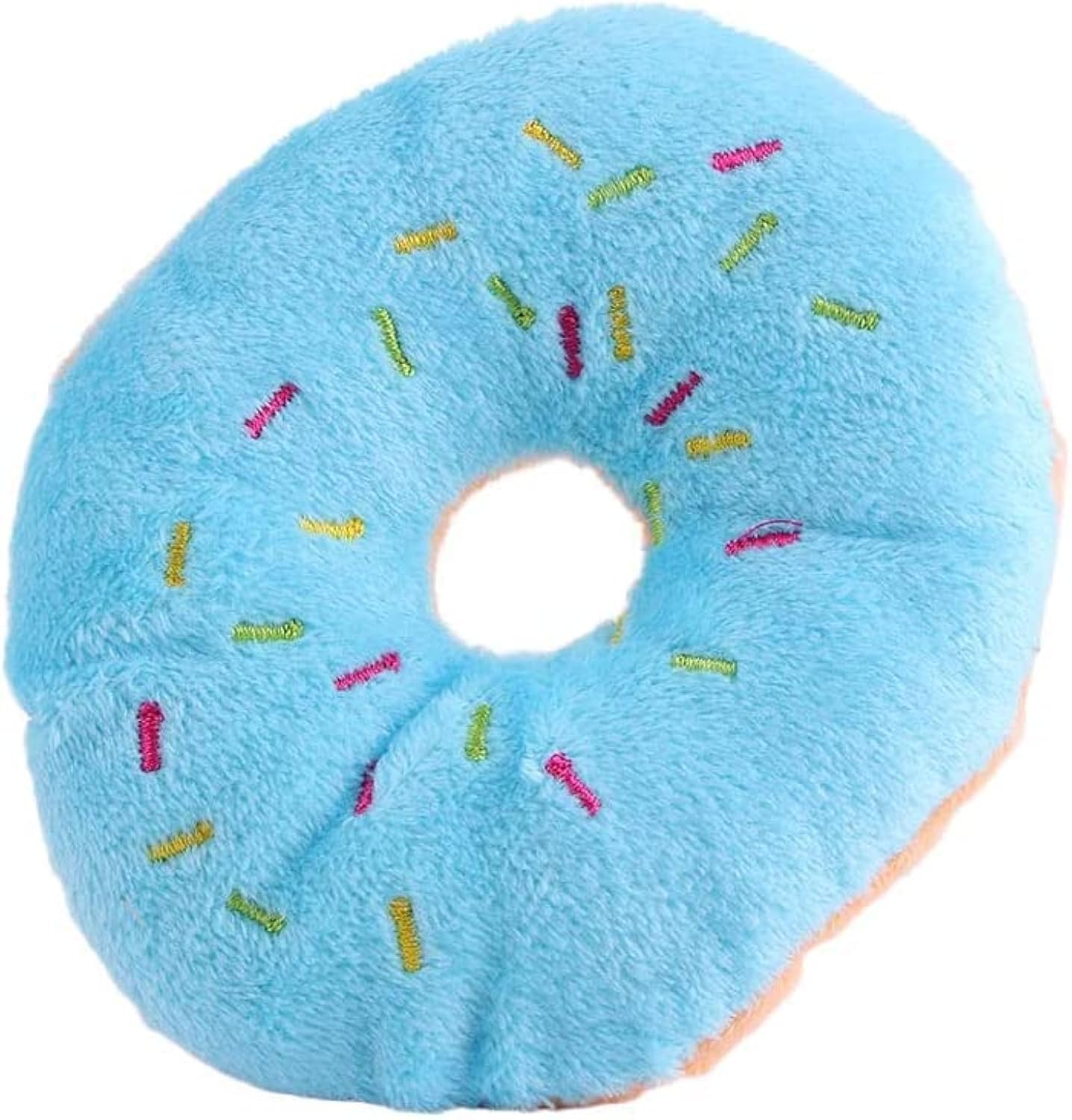 Htppzjr 1Pcs Donut Shape Plush Blue Pet Toy,Lovely Donut Shaped Squeaky Squeaking Sound Toy For Pet Chew Toy Squeaky Plush Dog Toy Blueberry Squeaky Plush Dog Toy Chew Guard Technology