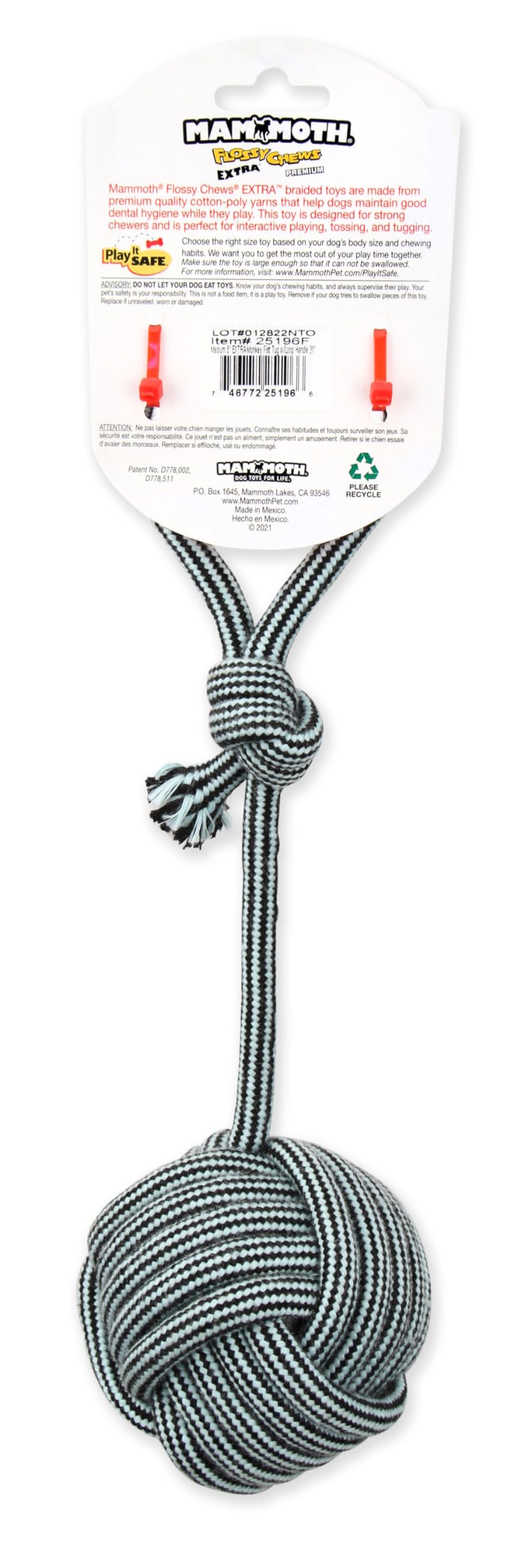 Mammoth Pet Products 43725196: Extra Flossy Chew Monkey Fist Tug W/Loop Handle Dog Toy, 14In