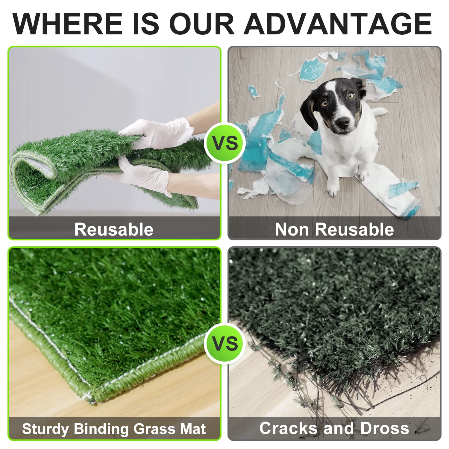 Hompet Dog Toilet Indoor Puppy Training Pad, Removable Dog Potty For Easier Clean Up,Dog Grass Pad With Tray Pet Training Grass