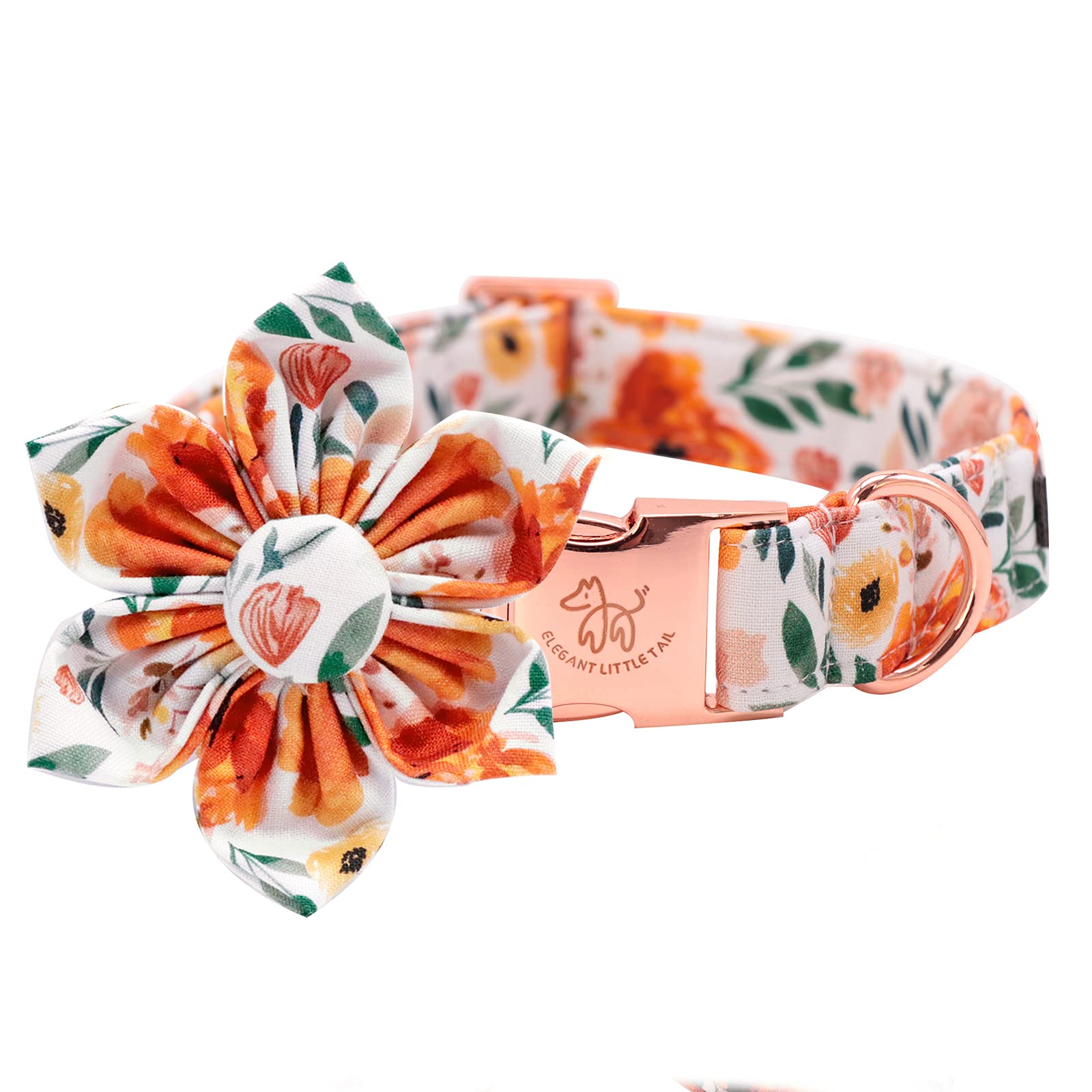 Elegant Little Tail Floral Girl Dog Collar For Female Dogs, Pet Collar Adjustable Dog Collars With Flower Gift For X-Small Dogs And Cats