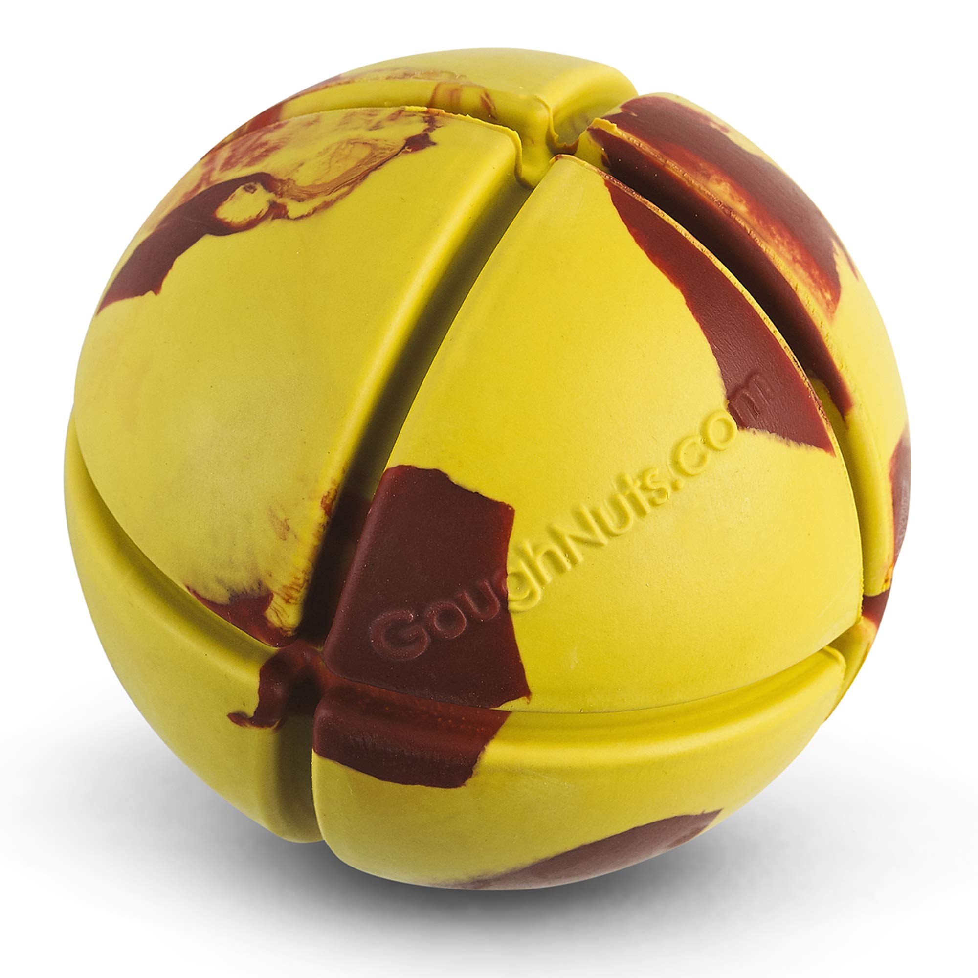 Goughnuts - Virtually Indestructible Ball - Guaranteed Dog Chew Toys For Aggressive Chewers Like Pit Bulls, German Shepherds, And Labs From 30-70 Pounds - Tough And Durable Natural Rubber - Yellow