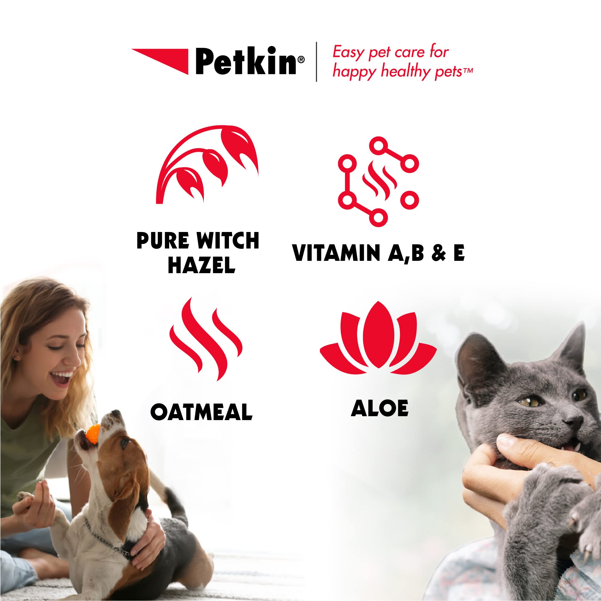 Petkin Anti Itch Wipes for Dogs & Cats - Soothes Skin Irritations, 30 Count, Disposable, White, Model PK5316