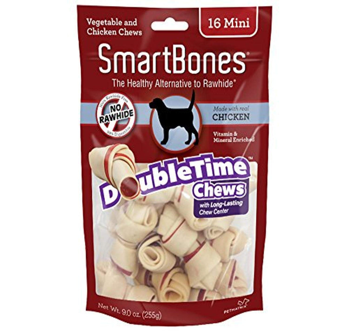Smartbones Doubletime Chews 16 Count, Mini, Rawhide-Free Chews For Dogs With Long-Lasting Chew Center