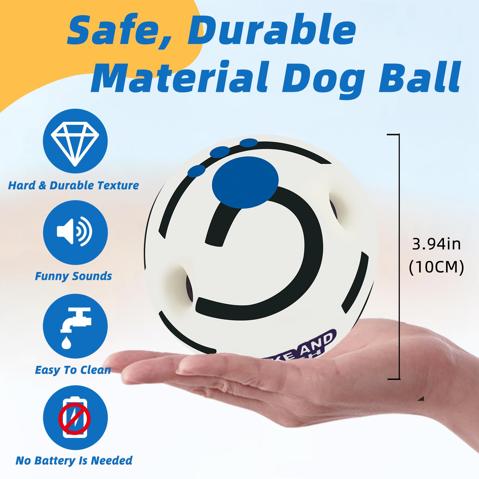 Shake And Laugh Glow In The Dark Dog Toys Ball, Interactive Dog Ball, Shaking With Gibbering Sound, L, 3.94 In (10 Cm)