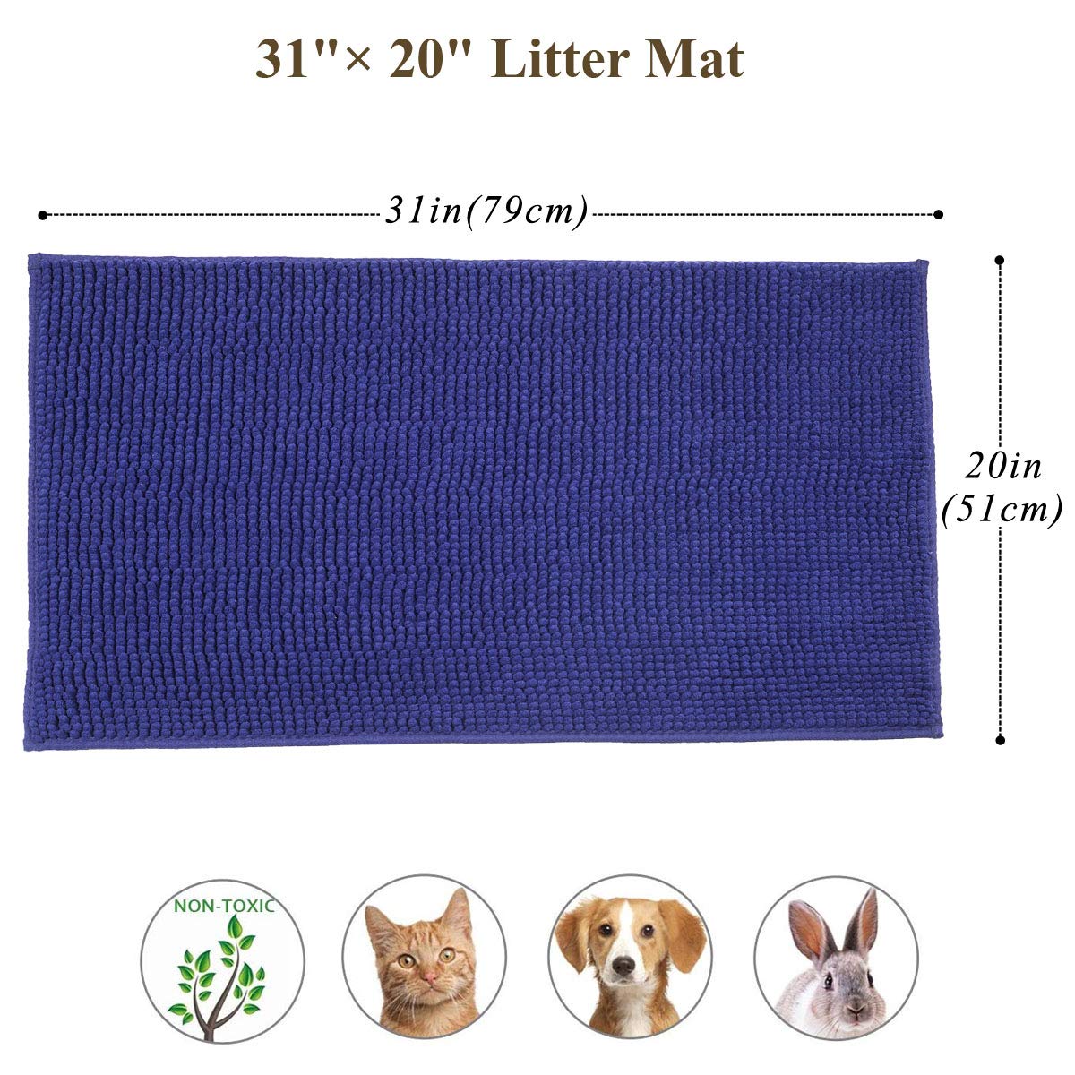 Vivaglory Super Soft Microfiber Cat Litter Mat, 31'× 20' Large Cat Mat For Under Litter Box With Waterproof Back, Machine Washable, Brown
