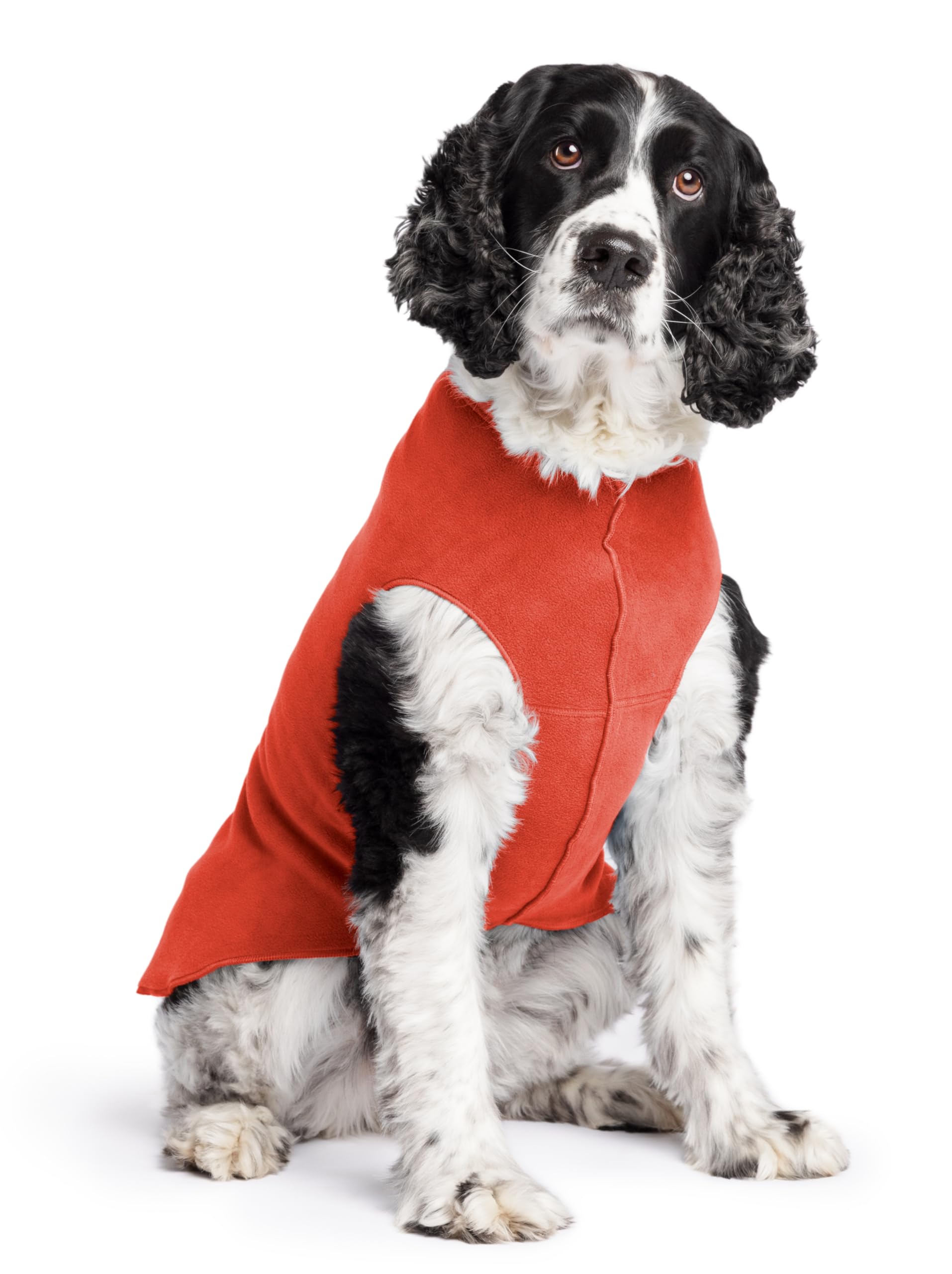 Gold Paw Stretch Fleece Dog Coat, Stretchy Pet Sweater, Machine Washable Pullover For Winter And Fall, Paprika, 20