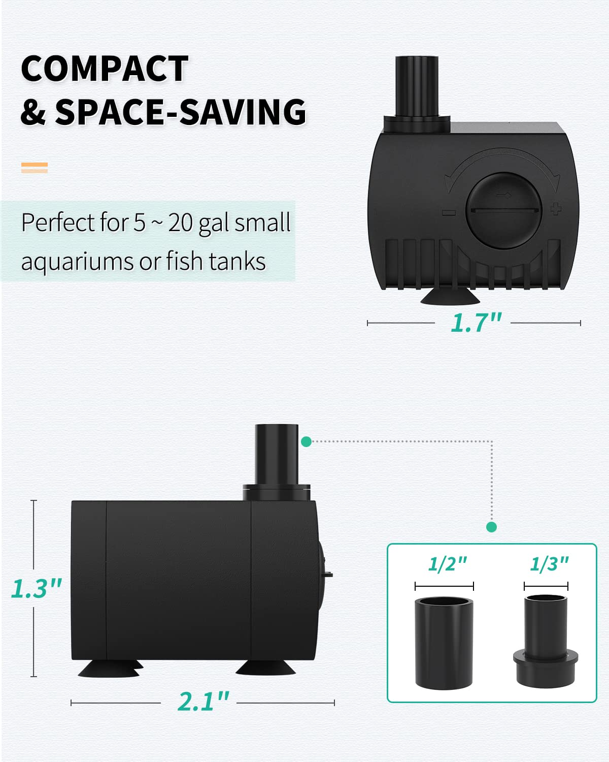 Uniclife 80 GPH Submersible Water Pump, 4W Quiet Pump for Fountain & Aquarium, 2.4ft High Lift, Black