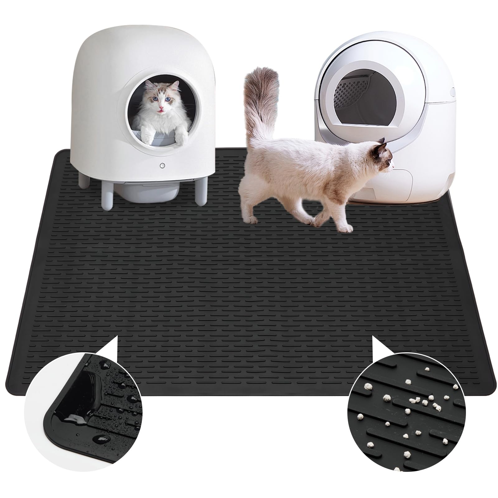 Colewin Cat Litter Mat,39X27In Waterproof Litter Mat, Large Rubber Litter Box Mat Easy To Clean,Washable Soft Cat Litters Mat Li