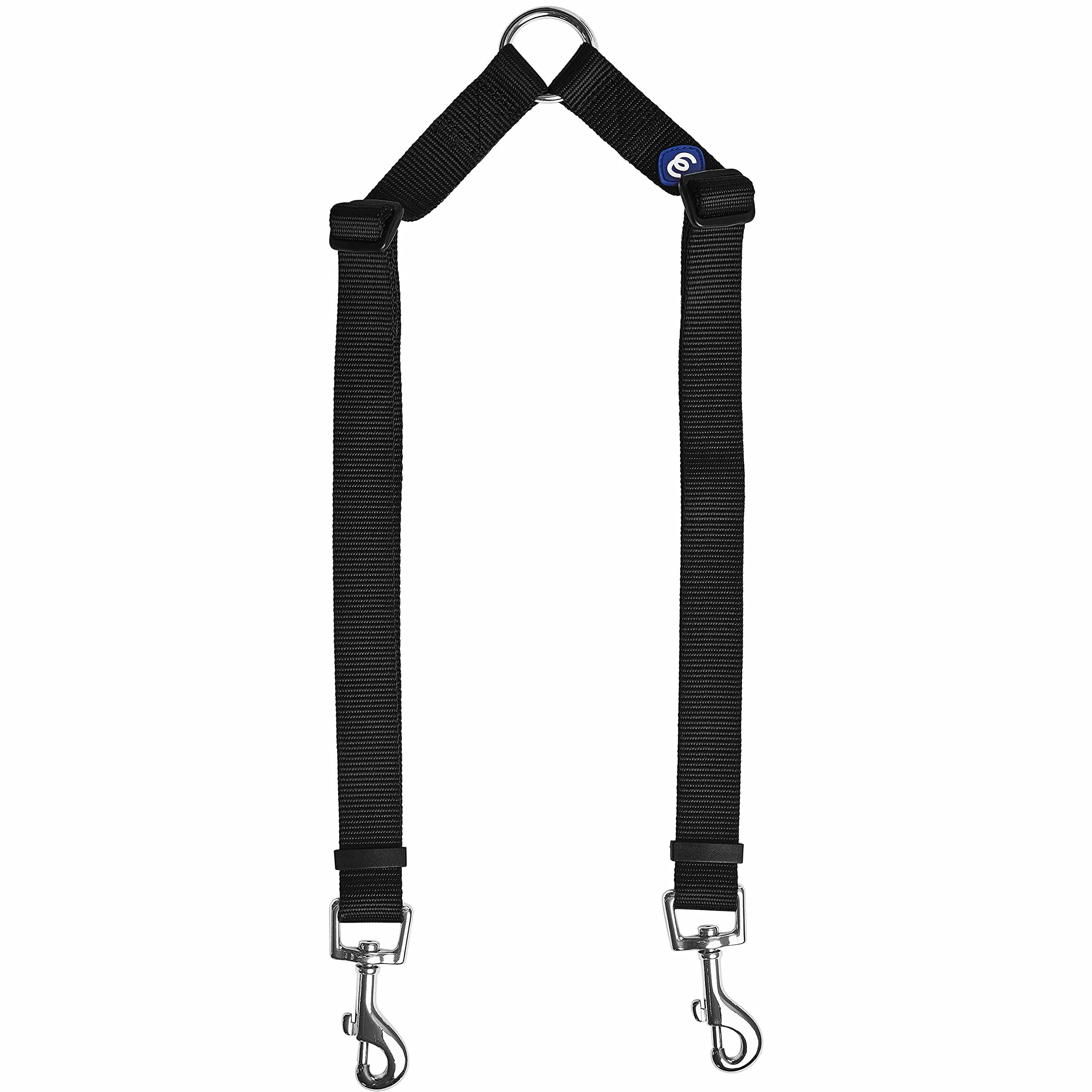 Blueberry Pet Essentials Durable Classic Double Dog Leash Coupler, Black, Small, Dual Walking & Training Leashes For Two Dogs