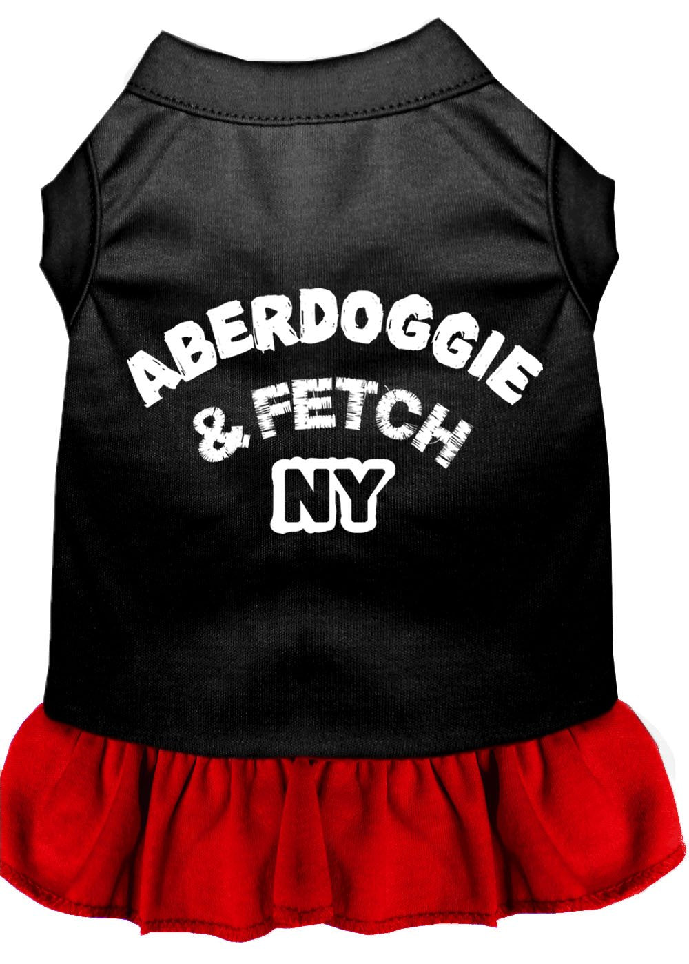 Dog Dress, Dog Dress, Screen Printed, Aberdoggie & Fetch NY Black W/Red SM (3-6 lbs.)