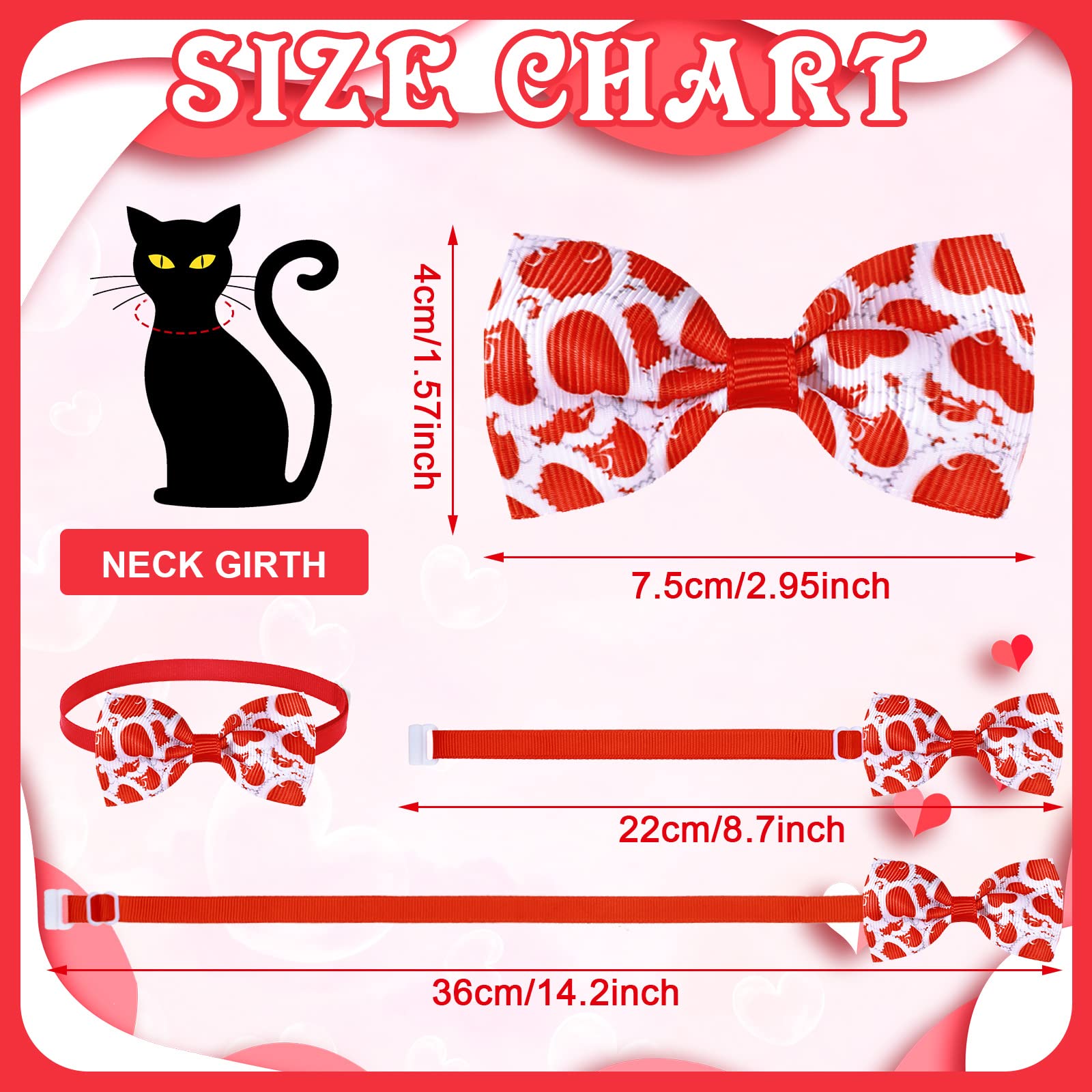 Eccliy 120 Pieces Valentine'S Day Dog Bow Tie Collar Set Adjustable Dog Neckties Valentines Pet Hair Accessories For Small Cute Cat Basic Bow Tie Decoration For Holiday Party Decor Supply