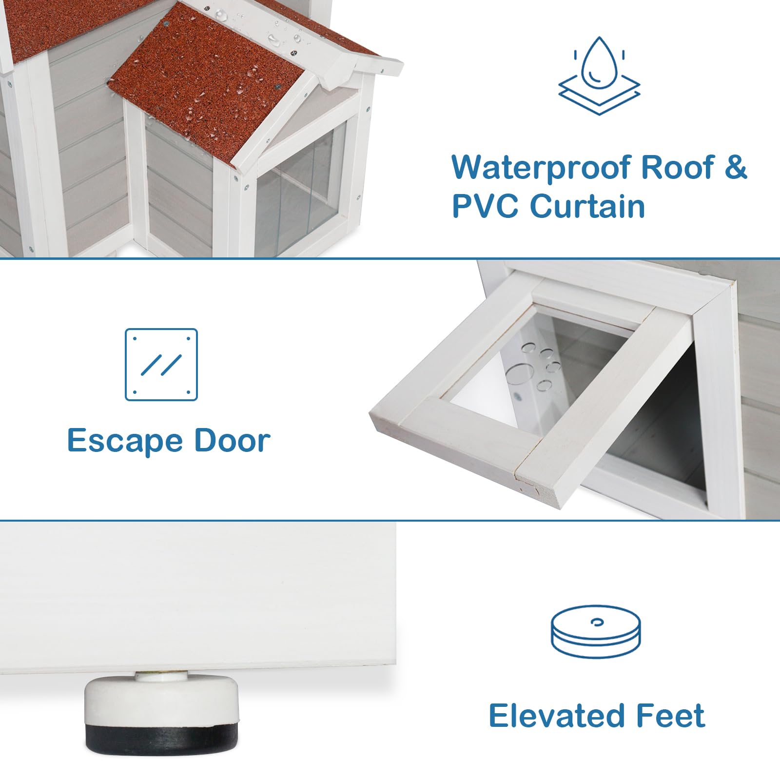 Funxplore Feral Cat House For Outdoor Cat Enclosure Winter Double Rooms Weatherproof With Openable Roof