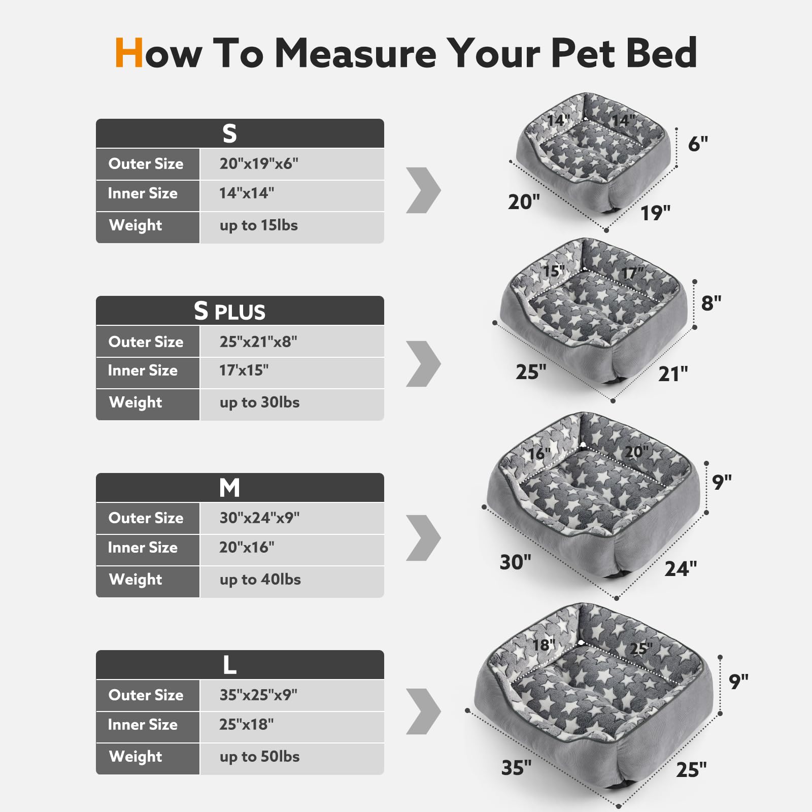 SIWA MARY Rectangle Dog Bed for Small Medium Dogs, Calming Dog Bed Medium Size Dog, Orthopedic Dog Sofa Bed, Warming Soft Calmin