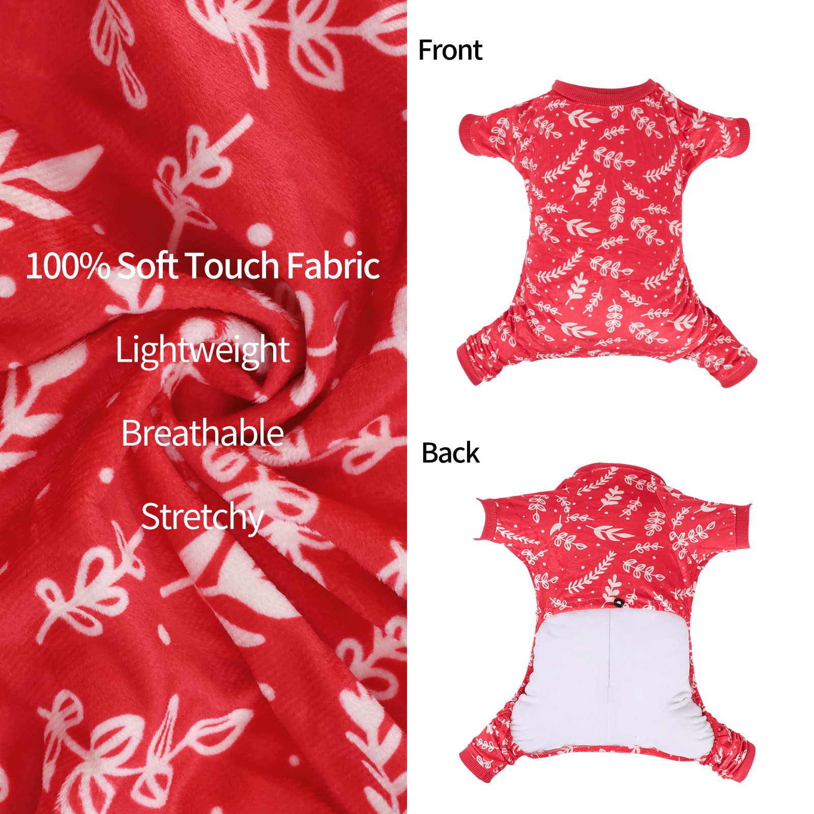 Cutebone Soft & Stretchy Christmas Dog Pajamas - Cozy Pet Jammies Breathable Jumpsuit For Small Dogs - All-Season Comfy Outfit E