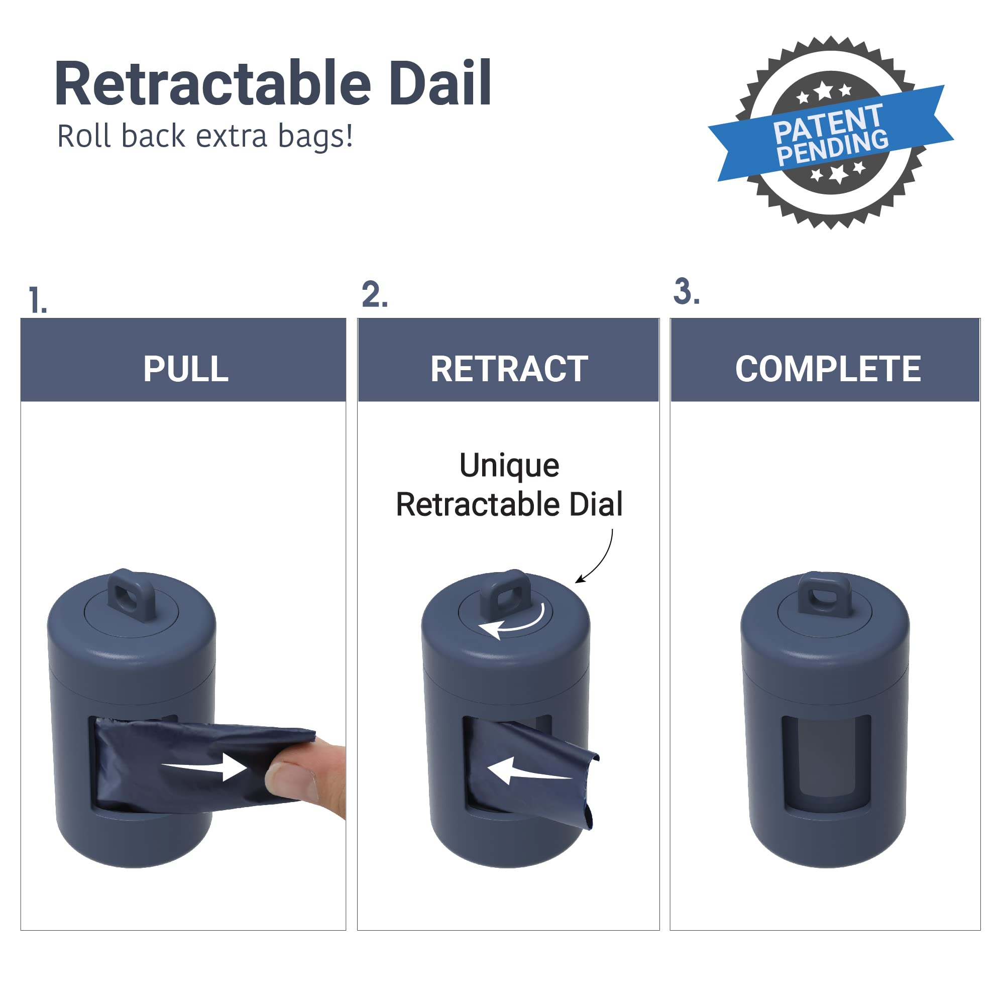 Svd.Pet Dog Poop Bag Dispenser, Retractable Waste Bag Dispenser, Lightweight Poop Bag Holder, Stretchy Strap Fits Any Dog Leash, Dog Walking Accessory (Oxford Blue)