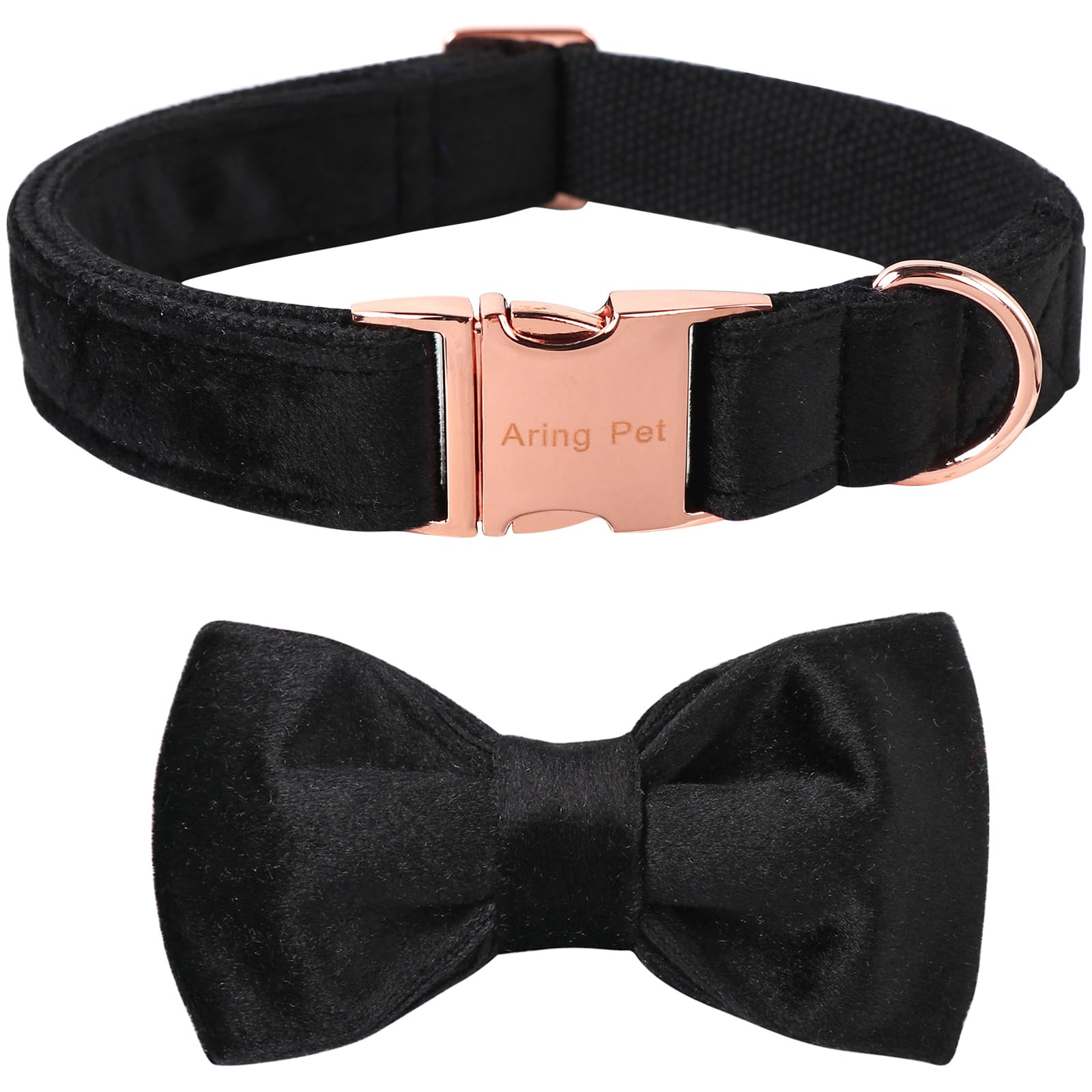 ARING PET Bowtie Dog Collar,Velvet Dog Collars with Removable Bowtie, Adjustable Bowtie Collar for Girl and Boy Dogs.