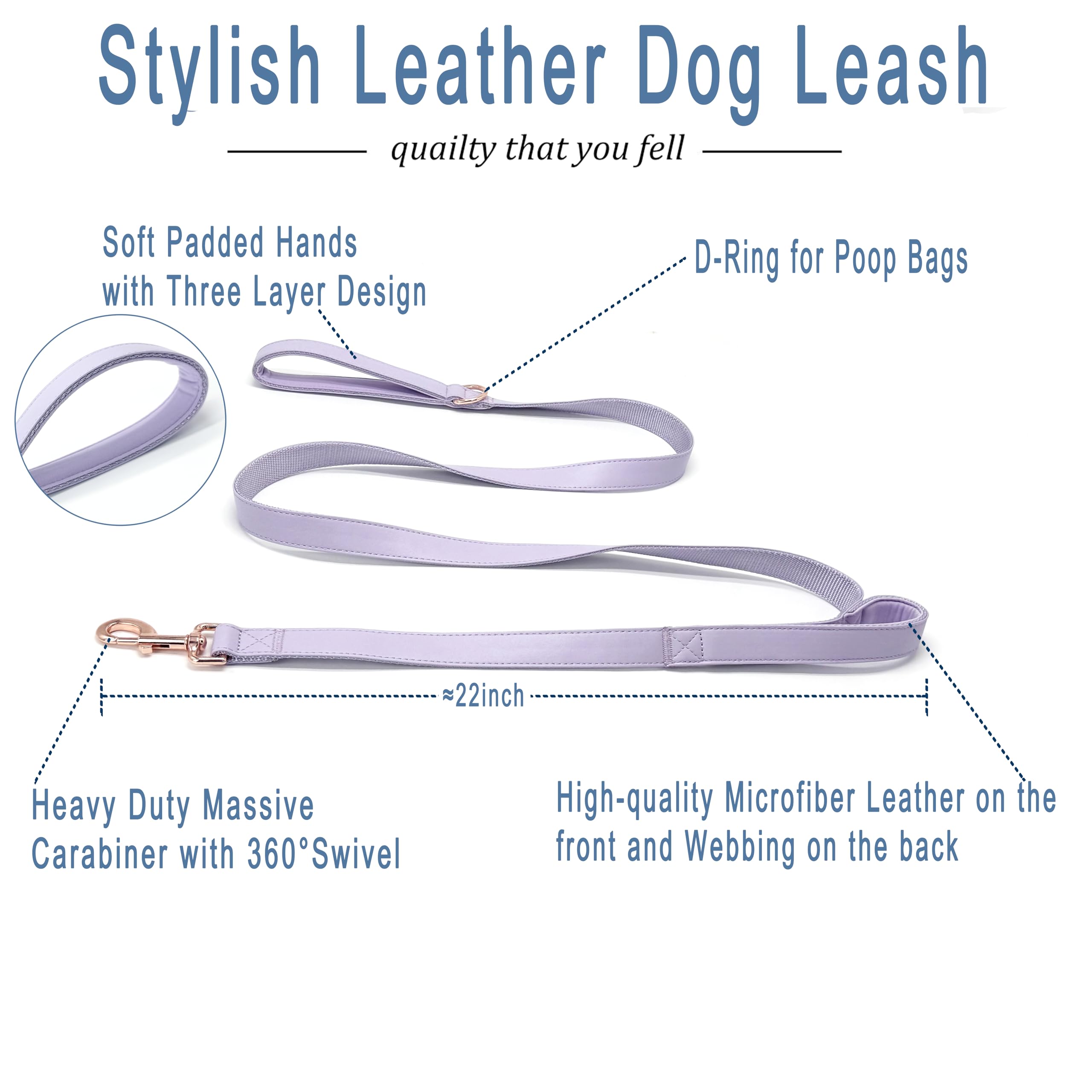 Dog Leash 6Ft Long,Traffic Padded Two Handle,Heavy Duty,Double Handles Lead For Control Safety Training,Leashes For Large Dogs O