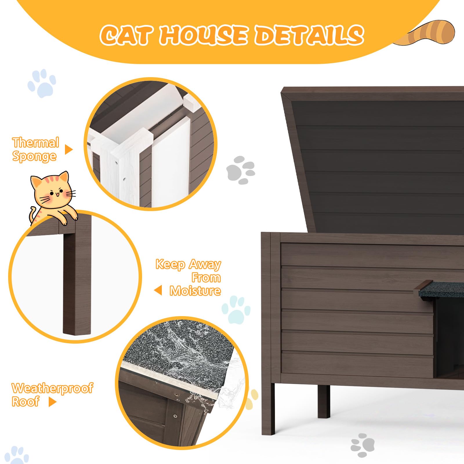 Rehitk Outdoor Cat House For Winter Feral Cat House Waterproof All-Round Foam Insulated And Thermostatic Large Outdoor Cat Shelt
