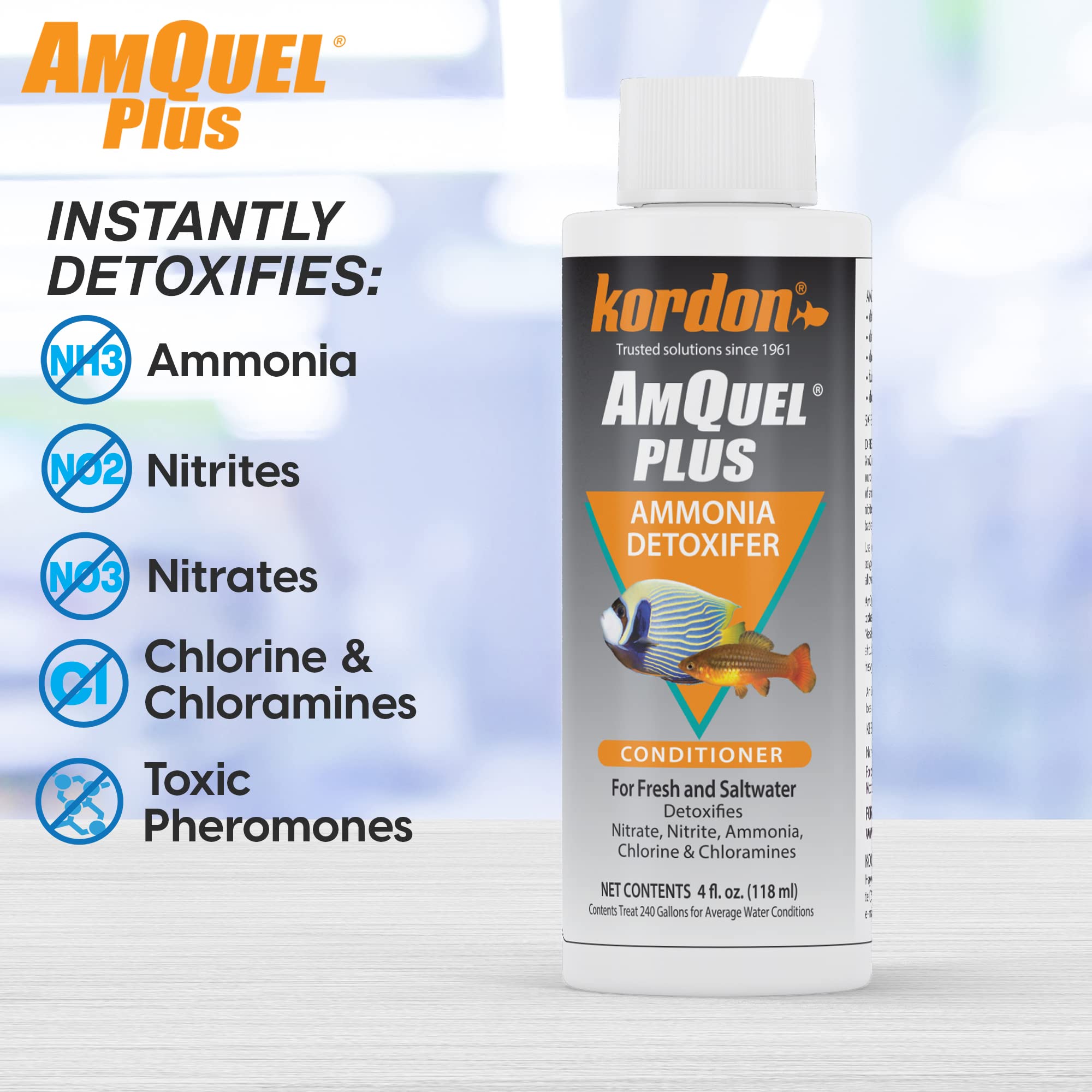 Kordon #33444 Amquel Plus For Aquarium, 4-Ounce