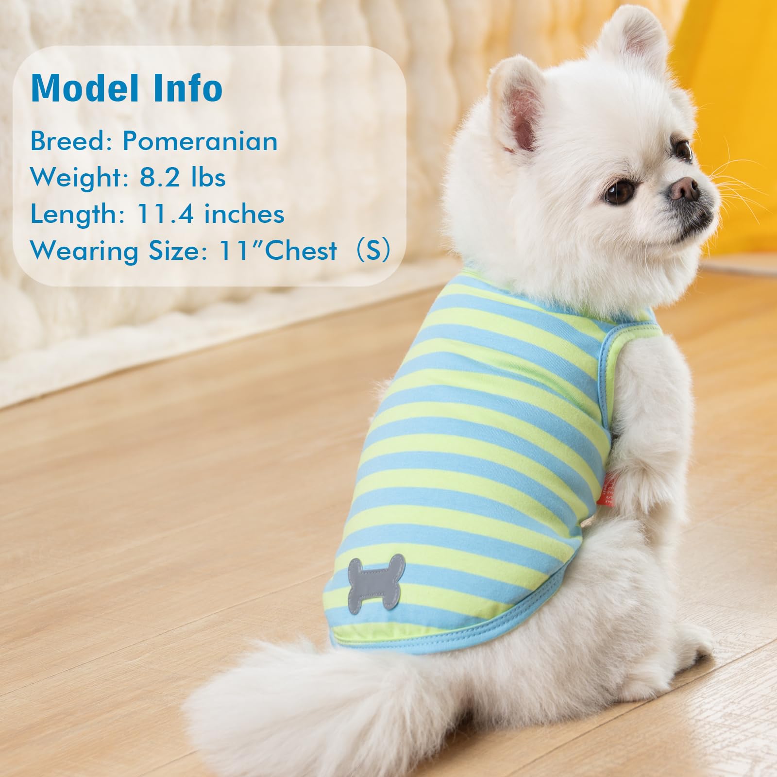 Kyeese 2Pack Dog Shirts Striped T Shirt Soft Tee For Small Dogs Cotton Tank Top Lightweight Sleeveless Vest Dog Clothes, Small,B