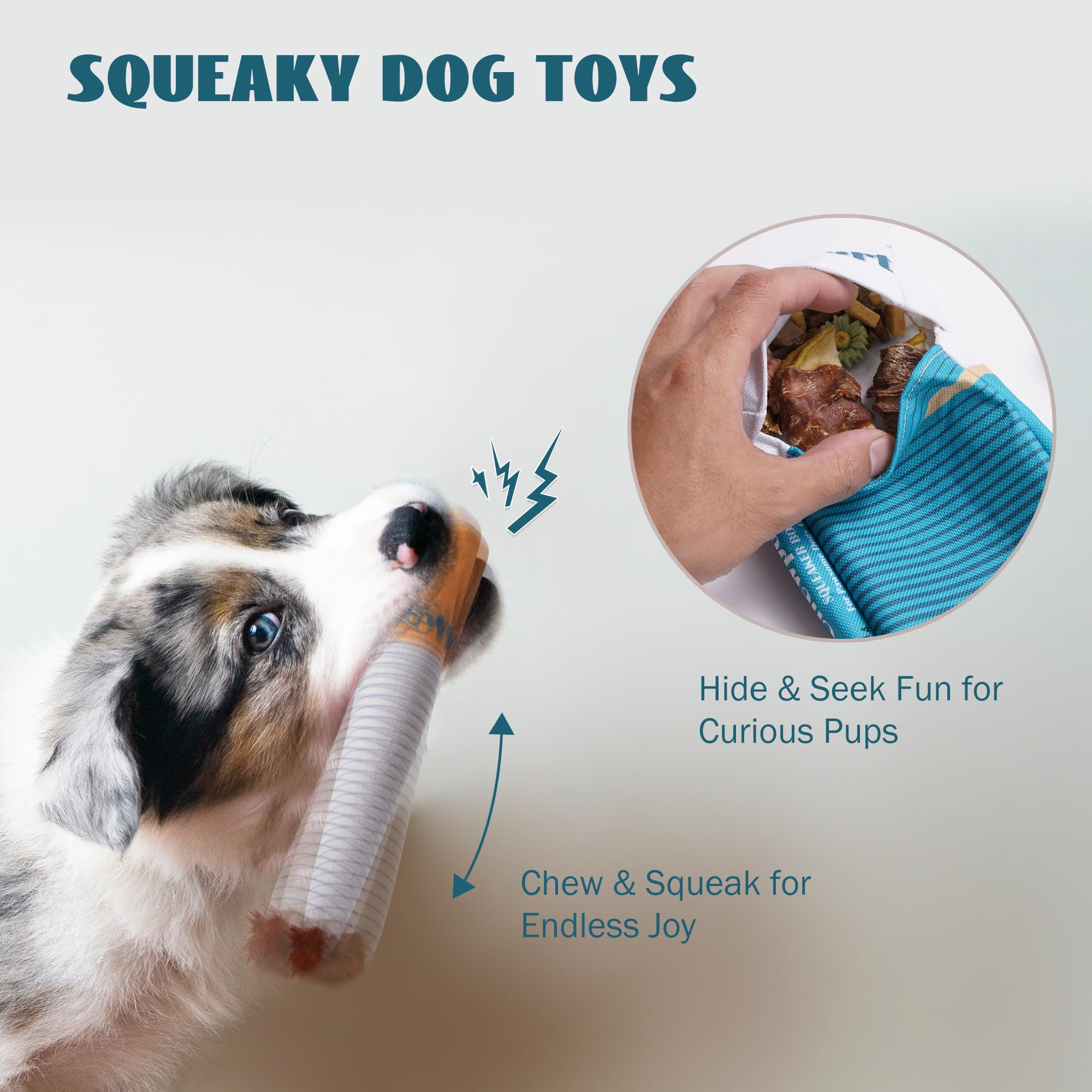 Nocciola Squeaky Sounds Puff Stick Toys, Funny Interactive Plush Dog Toys, Pitbull Husky Frenchie Pug Puppy Toys For Small To Me