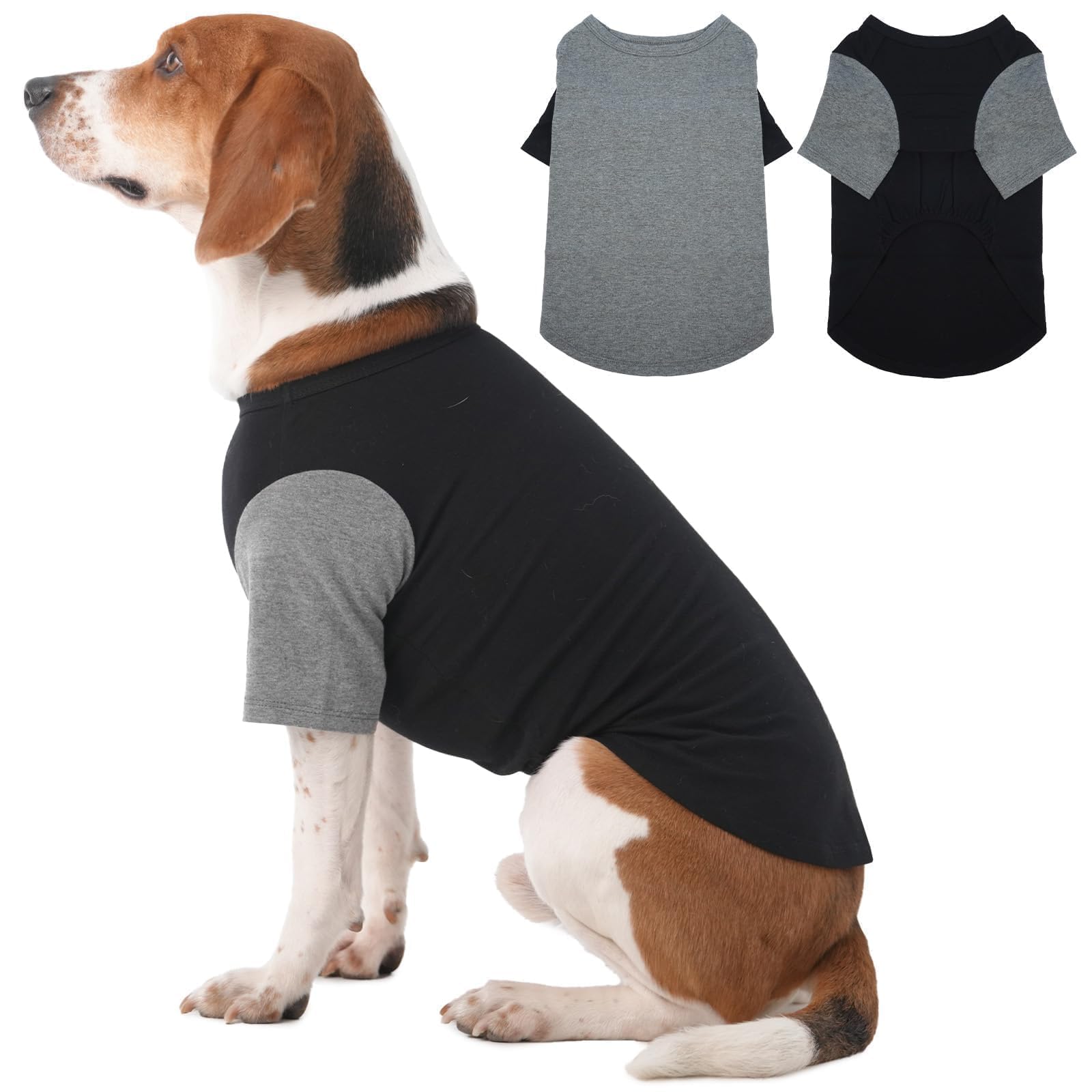 Ikipuko 2 Pack X-Large Dog Shirts - Breathable Lightweight Basic Tees, Durable Moisture-Wicking Clothes For Beagle, Bullmastiff,