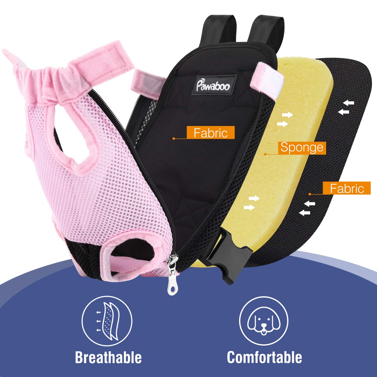 Pawaboo Pet Carrier Backpack, Adjustable Pet Front Cat Dog Carrier Backpack Travel Bag, Legs Out, Easy-Fit For Traveling Hiking Camping For Small Medium Dogs Cats Puppies, Large, Pink