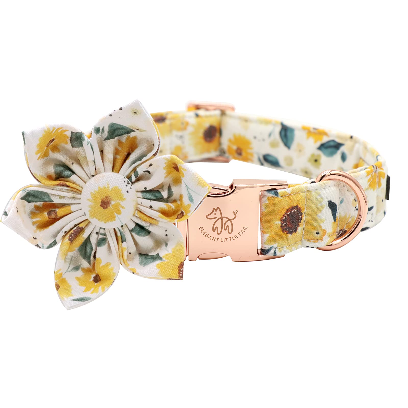 Elegant Little Tail Sunflower Girl Dog Collar For Female Dogs, Pet Collar Adjustable Dog Collars With Flower Gift For X-Small Dogs And Cats