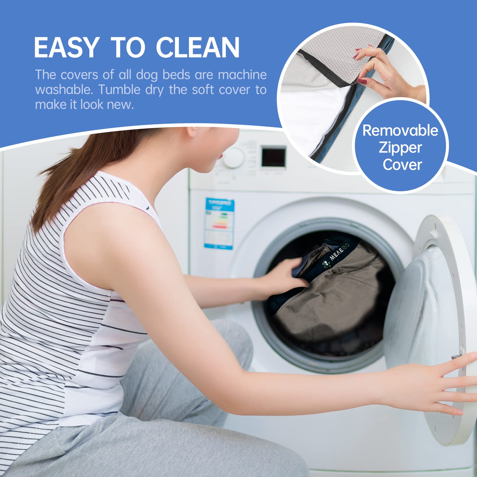 Wevego Dog Bed, Large Dog Bed With Pillow, Thicken Gel Memory Foam Flannel Fabric Dog Bed, Durable Waterproof Liner & Removable Washable Cover With Non-Slip Bottom, Sizes Jumbo