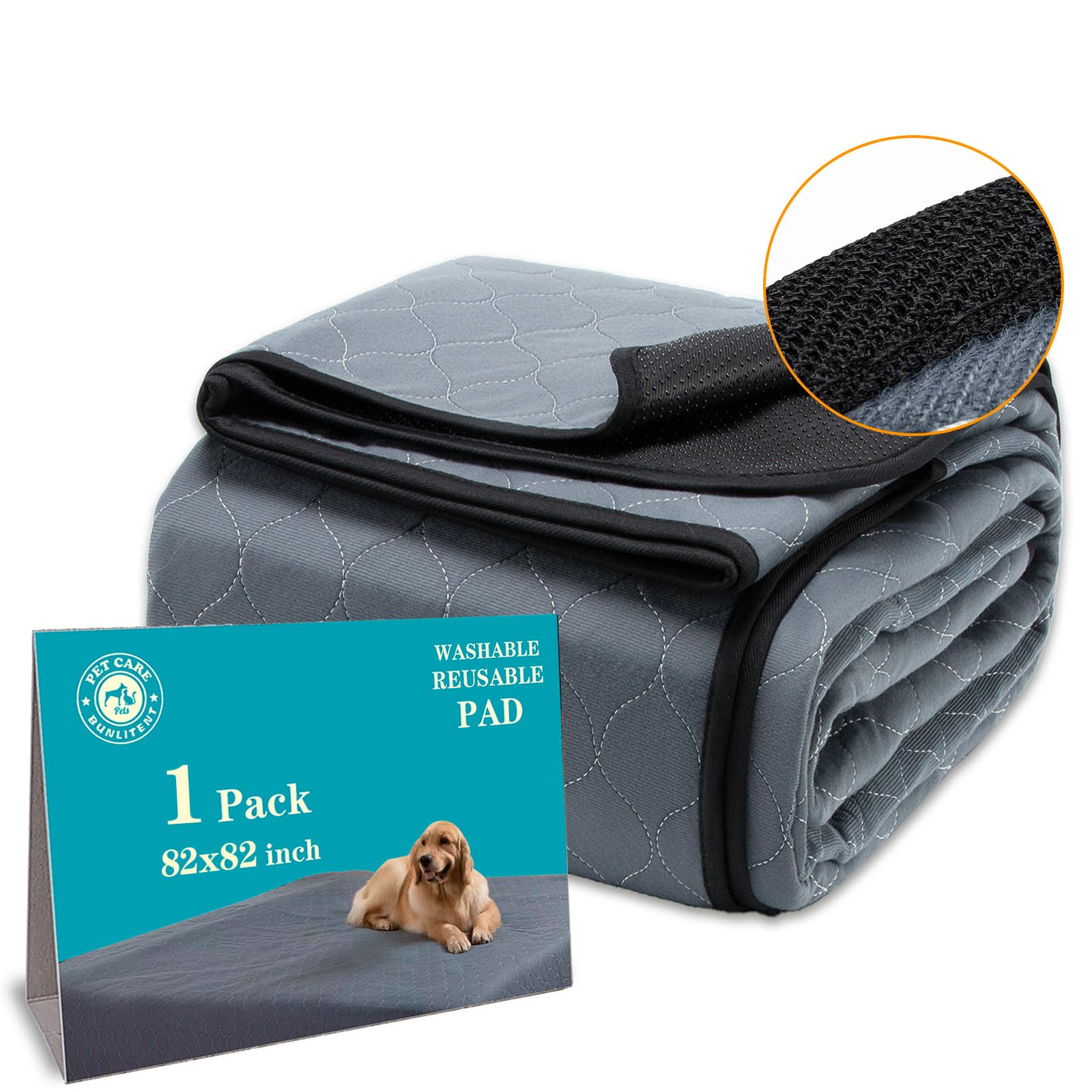 Bunlitent Washable Pee Pads For Dogs 82'' X 82'', 1 Pack, Large Reusable Puppy Pads, Dog Training Pads With Quick Dry, Large Ant
