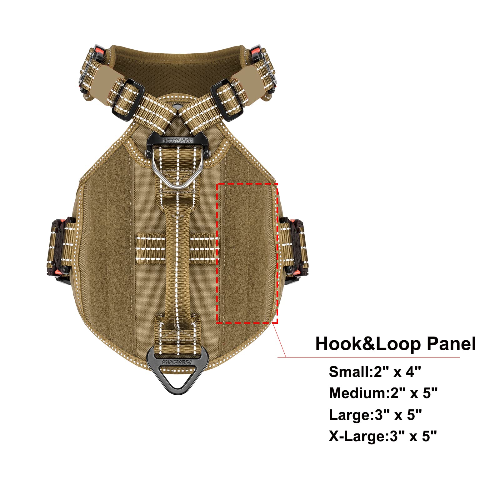 Icefang Gn8 Quick-Moving Tactical Dog Harness With Handle ,Reflective Pet Vest,No-Pull Front Lead ,5-Points Adjustable,Hook And Loop Panel For Patch (Medium (Pack Of 1), Elite Brown)