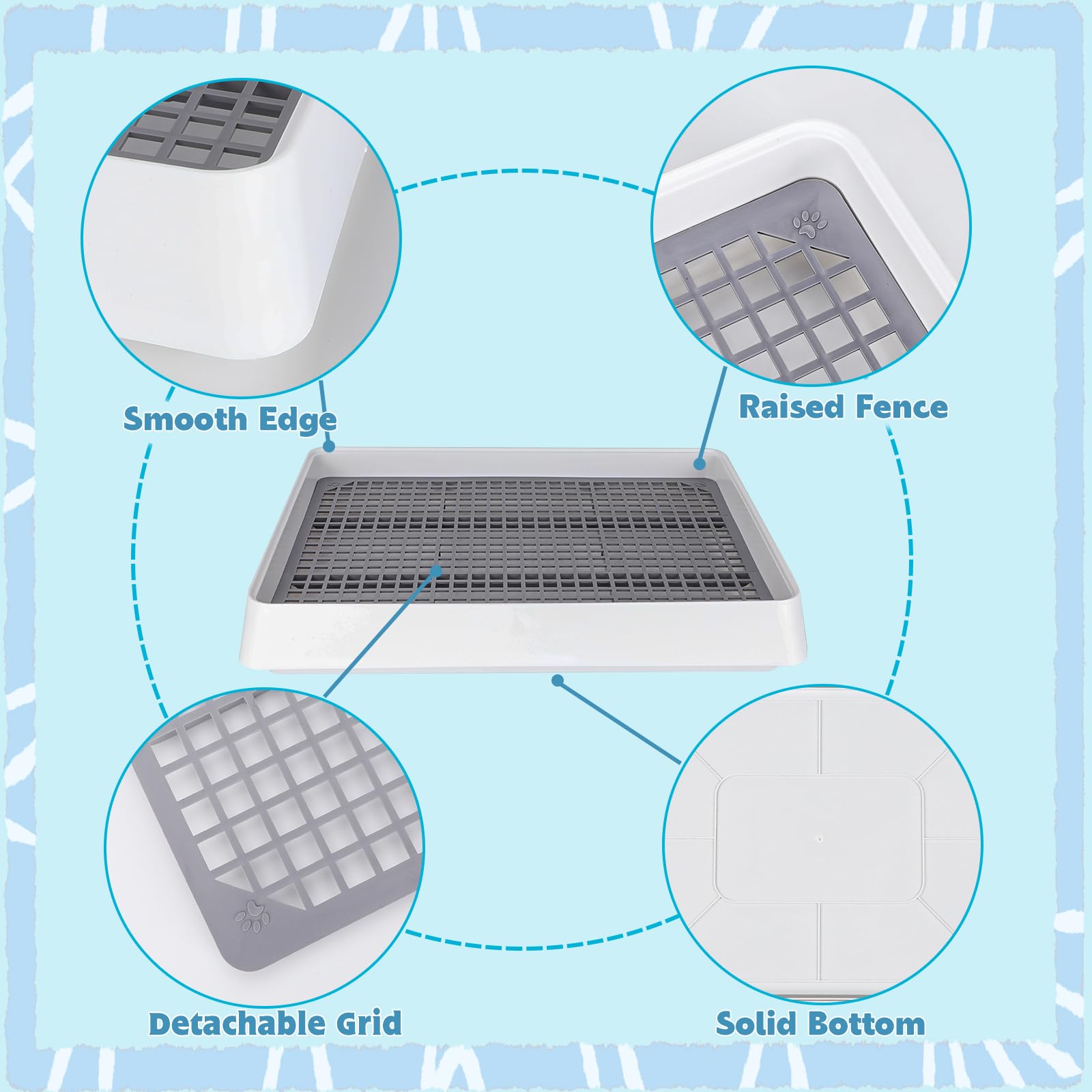 Fhtonge Guinea Pig Litter Box For Cage, Guinea Pigs Litter Pan With Grid, Rectangular Small Amimal Potty Trainer Tray Pet Toilet