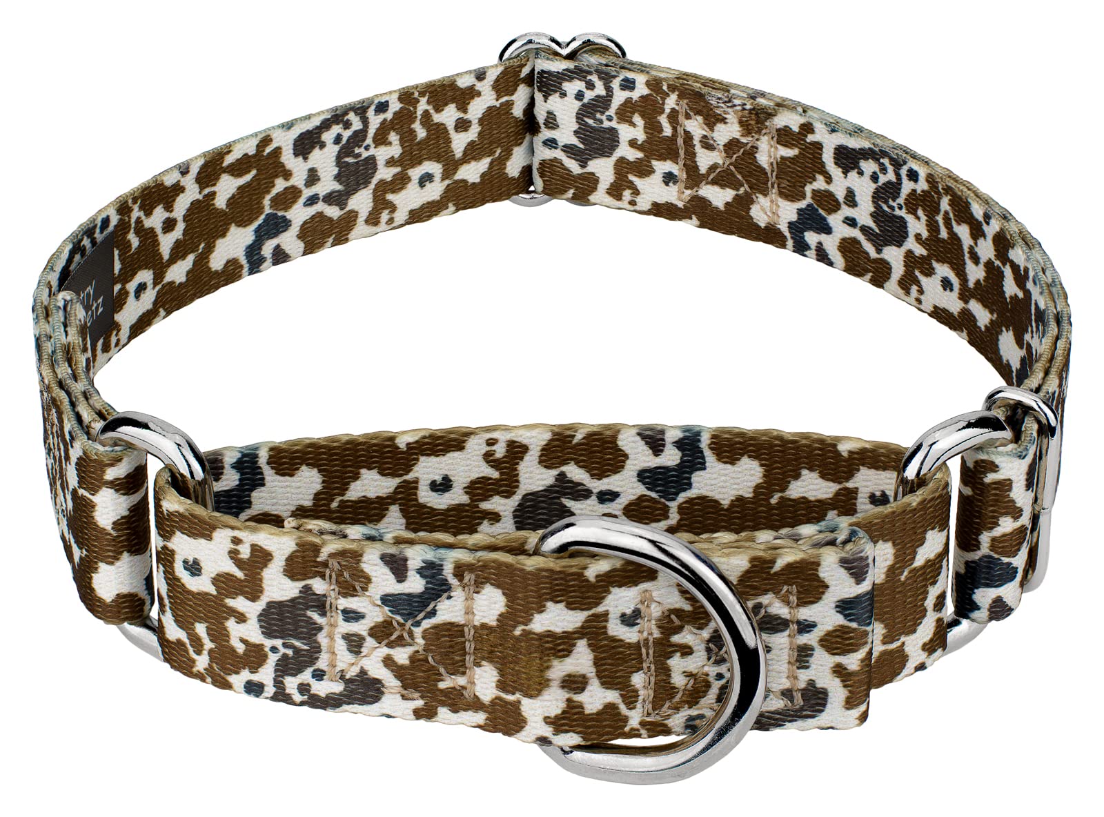 Country Brook Petz - Cow Print Martingale Dog Collar - Country And Western Collection Featuring Rustic Designs (5/8 Inch, Small)