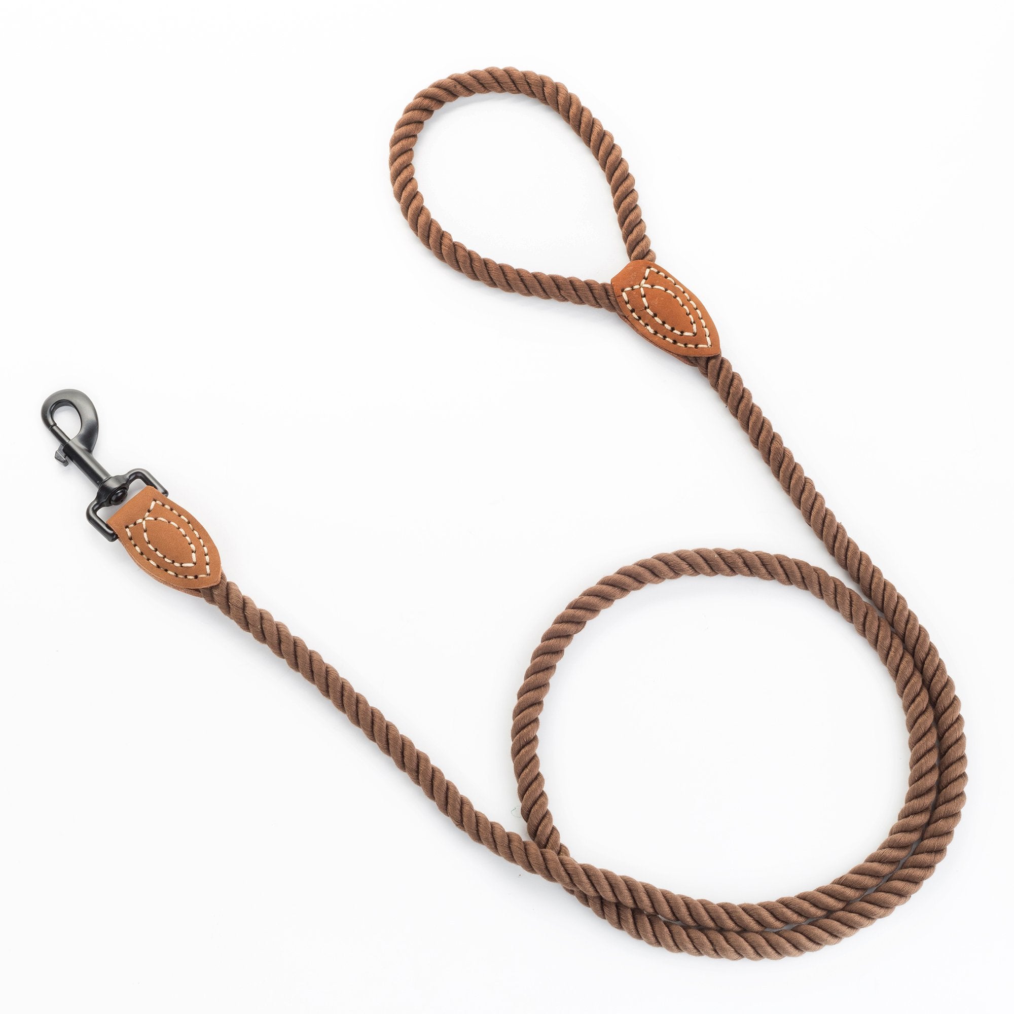Mile High Life Dog Leash, Braided Cotton Rope Leashes With Leather Tip - Heavy Duty Metal Clasp, 4Ft, 1/2'' Thick - Wedding, Wal
