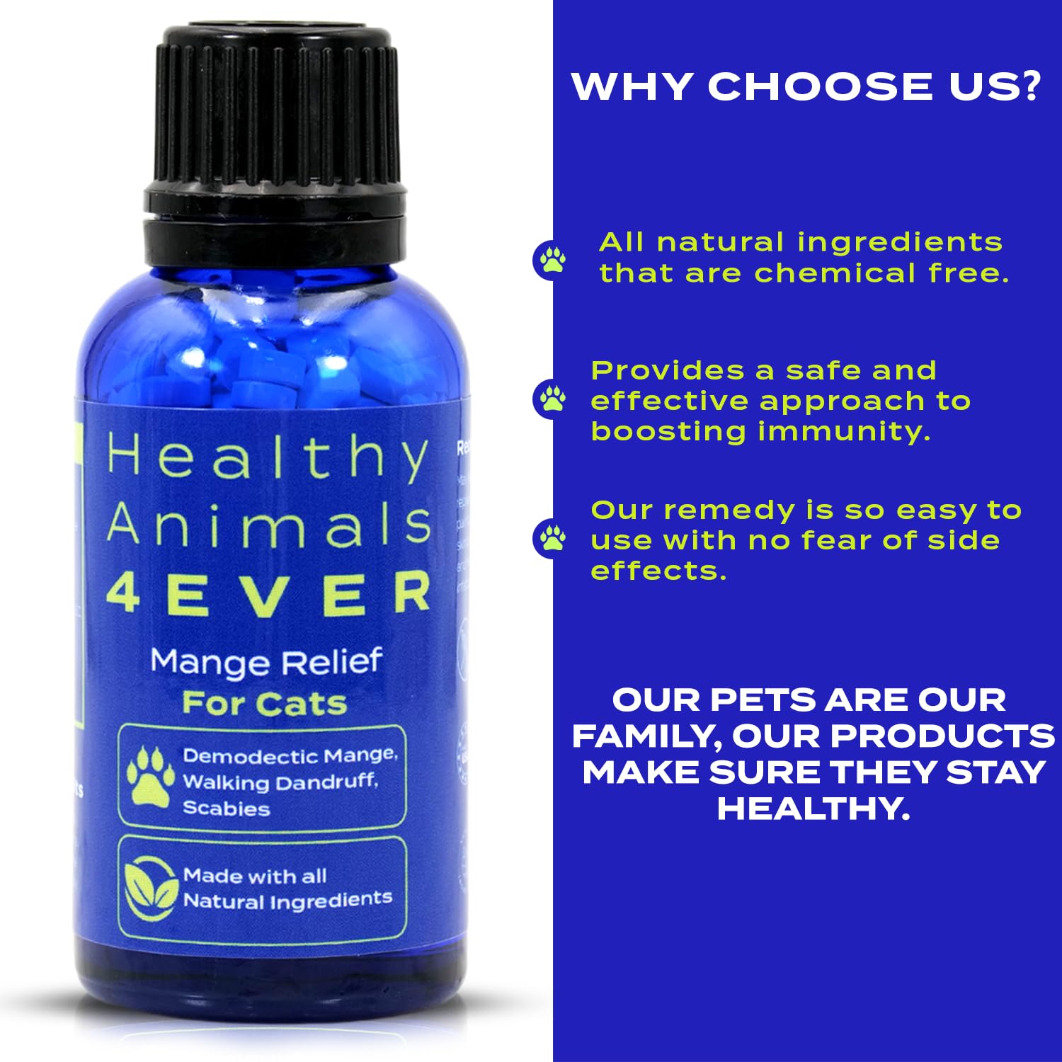 HealthyAnimals4Ever - Mange Relief for Cats | Treatment for Itchiness, Scabs & Hair Loss Caused by Mites - All-Natural, Homeopat