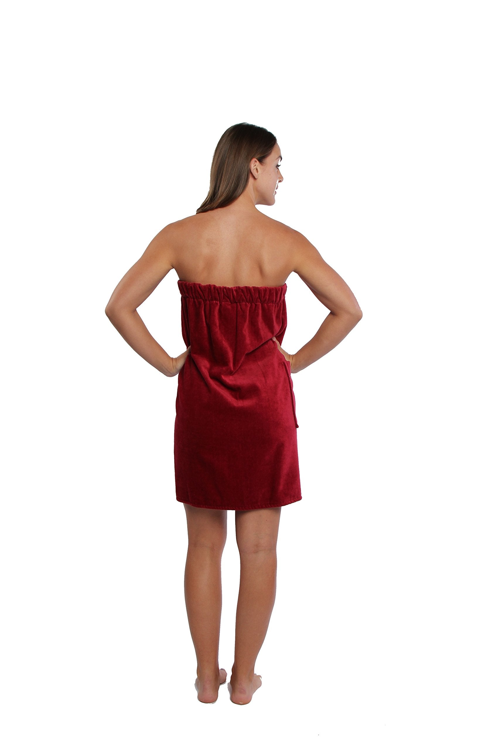 Turkishtowels Parador White Spa Towel Wrap (Medium, Burgandy)
