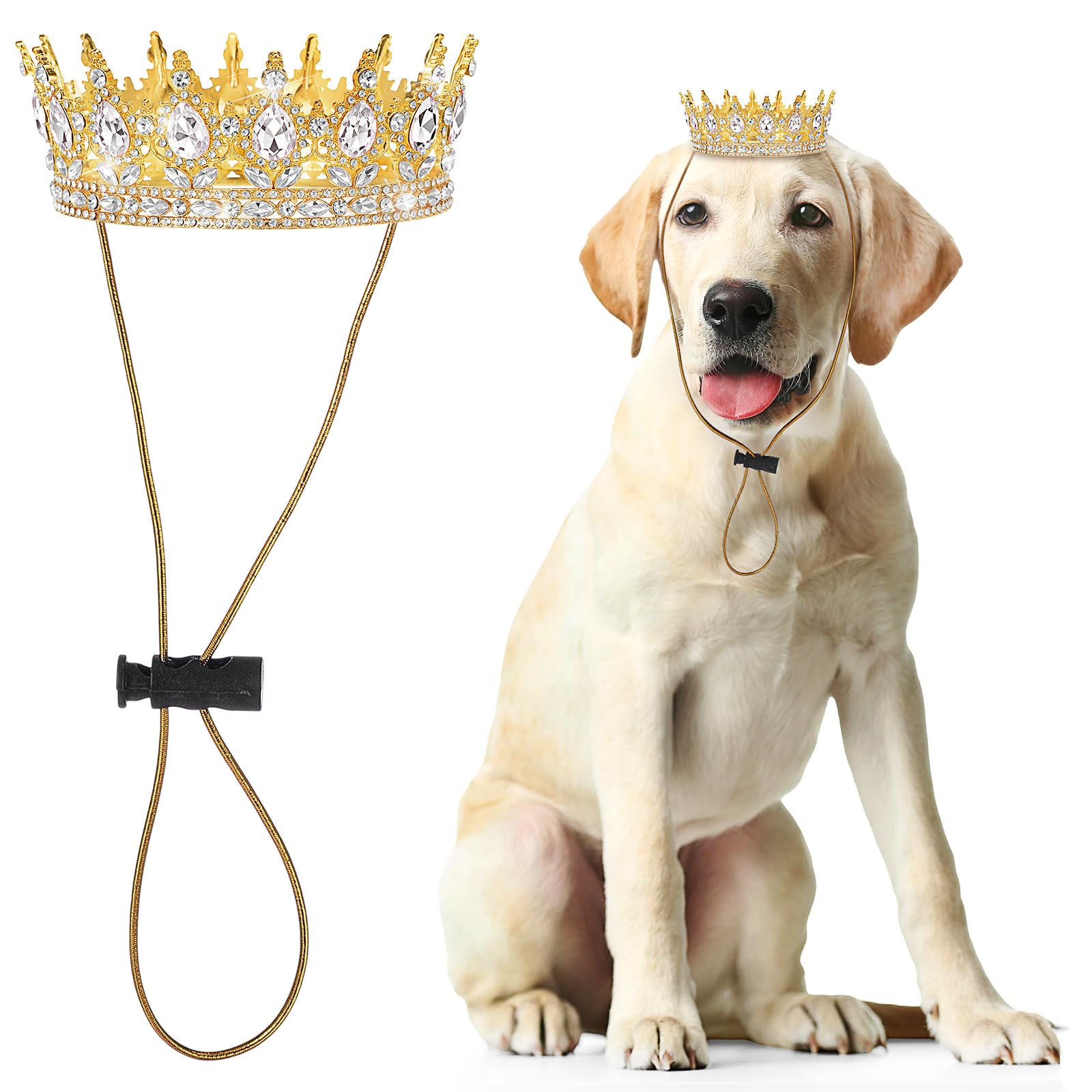 Abbylike Pet Rhinestone King Crown Small Size, Queen Crown for Halloween Costume for Small Dog Cat Cosplay Party Accessories Ado