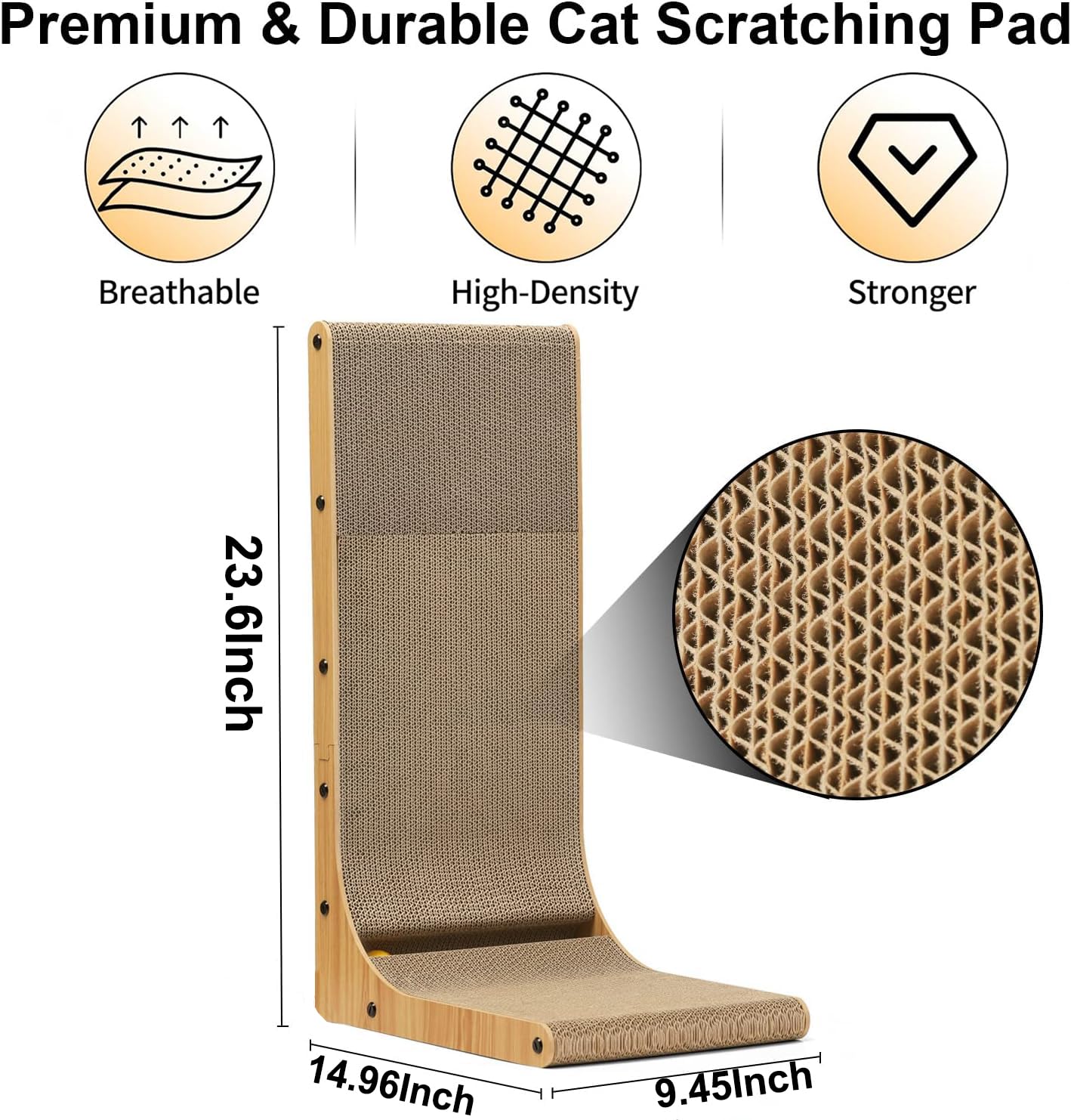 L Shape Cat Scratcher, 2Pack - 23.6 Inch Cat Scratchers For Indoor Cats, Protecting Furniture Cat Scratch Pad, Cardboard Cat Scr