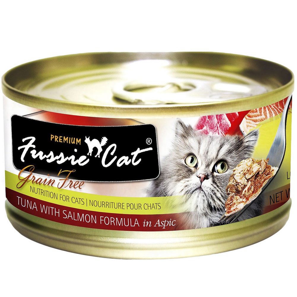 Fussie Cat Premium Grain-Free Canned Wet Food Variety Bundle - 2.8 Oz. - Tuna with Chicken, Tuna with Shrimp, Tuna with Oceanfis