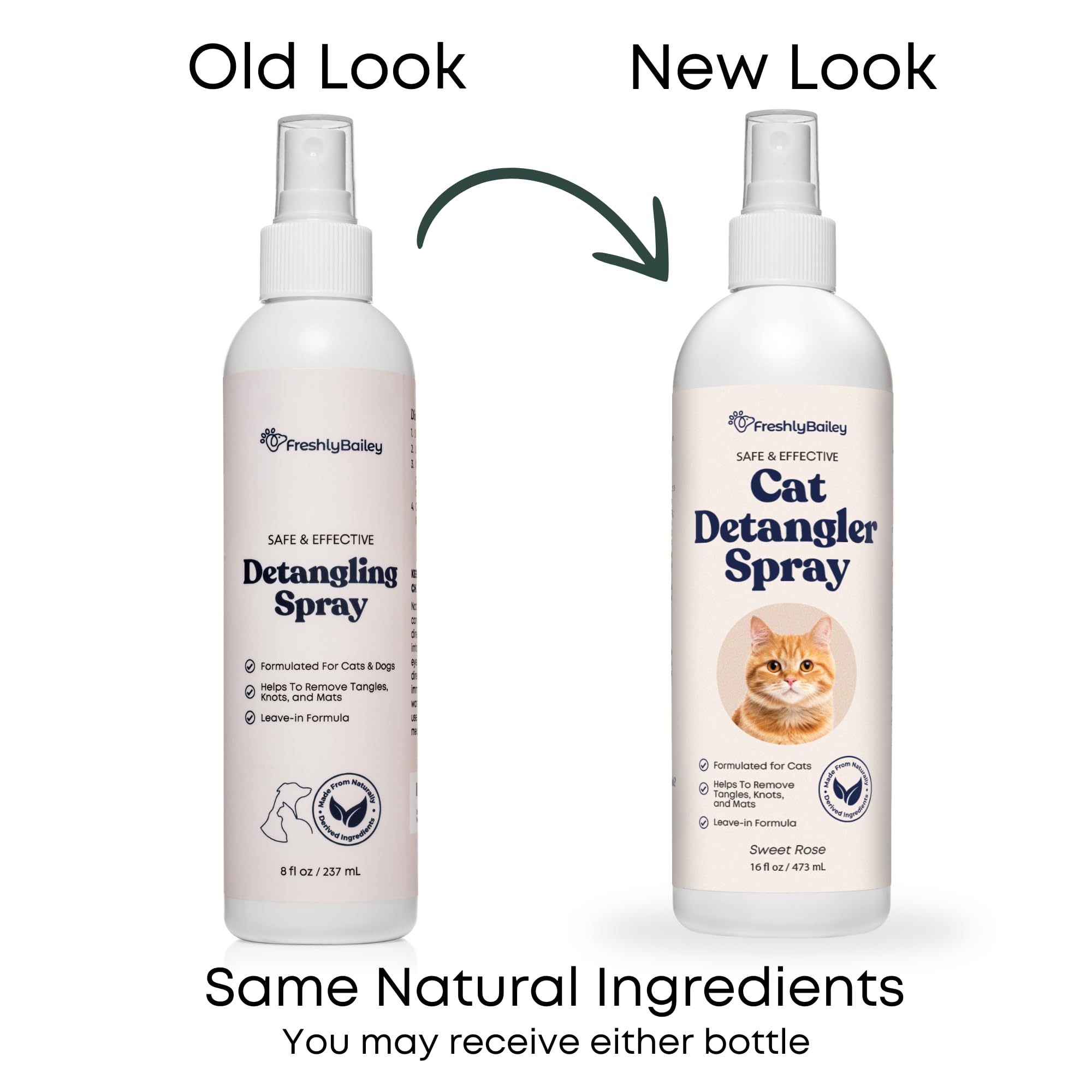 Freshly Bailey Cat Detangler Spray - Pet Detangling Spray For Cats - Natural Detangler & Leave In Conditioner Spray For Your Cat