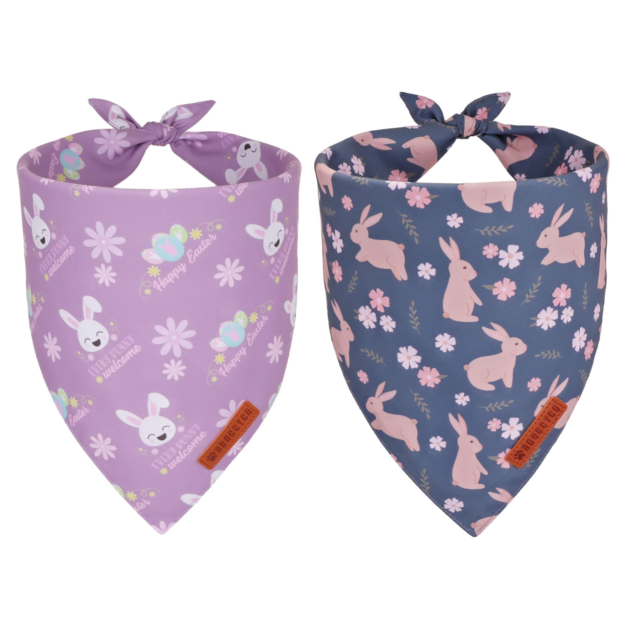 ADOGGYGO Easter Dog Bandanas, Reversible Bunny Floral Pet Scarf, Multi Size Offered, Rabbit Easter Bandana for Medium Large Dogs