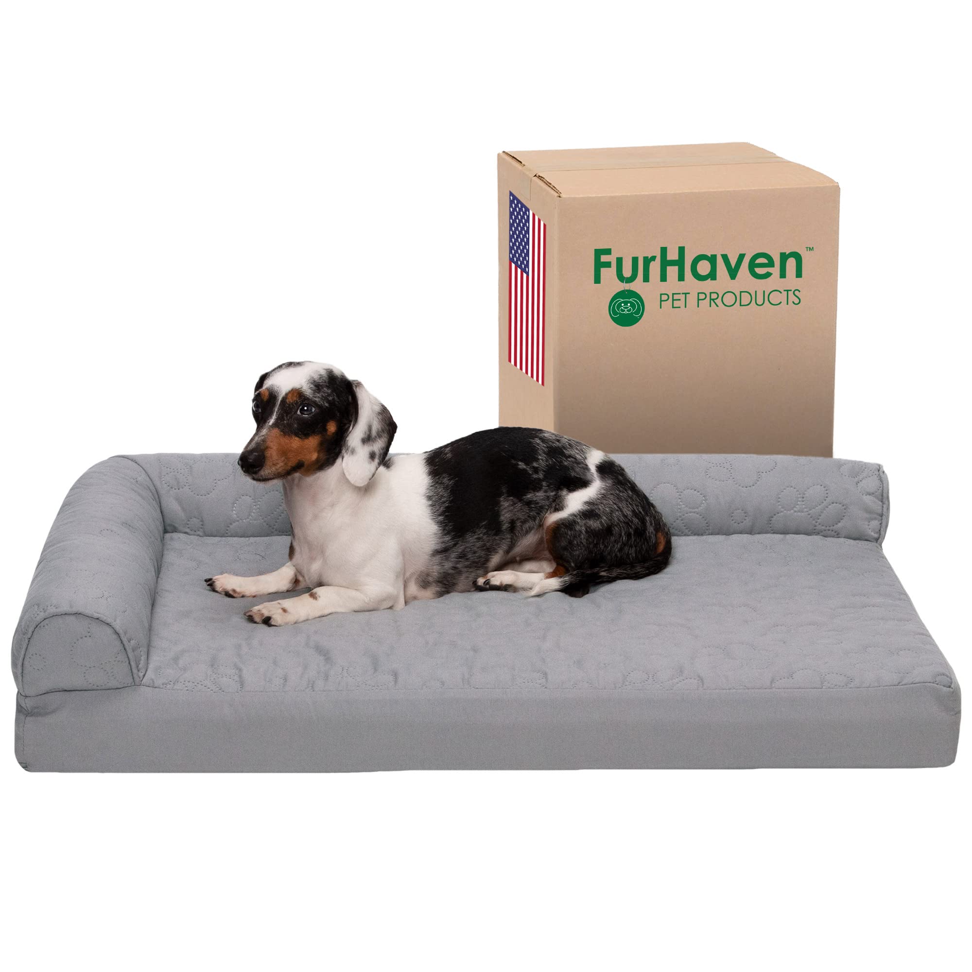 Furhaven Cooling Gel Dog Bed For Medium/Small Dogs W/ Removable Bolsters & Washable Cover, For Dogs Up To 35 Lbs - Pinsonic Quil