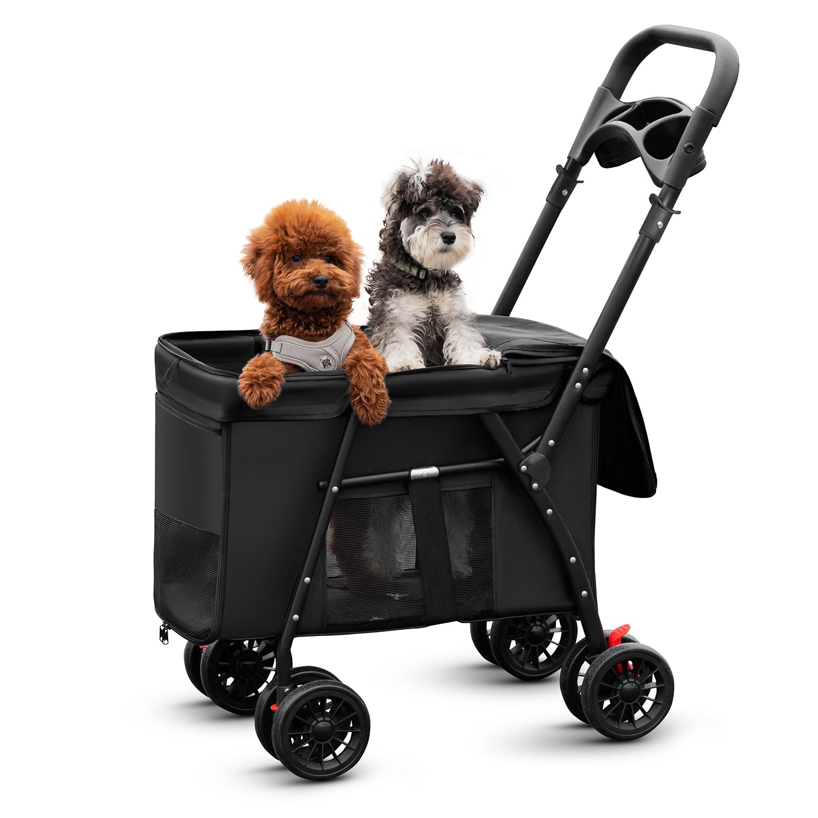 Pet Stroller Cat Dog Stroller Travel Folding Pet Carriers(Black)