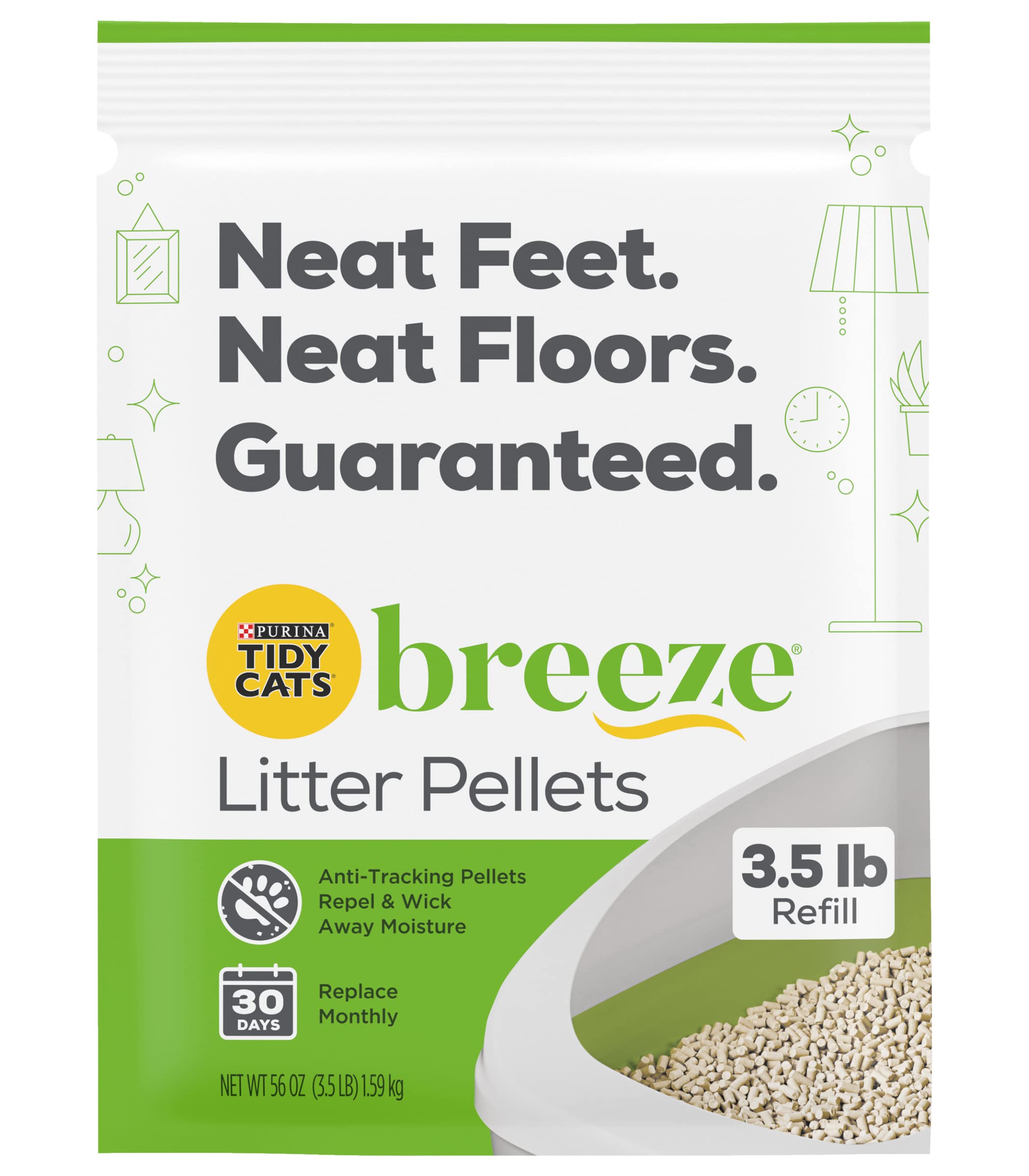 Purina Tidy Cats Breeze Pellets, 3.5 Lbs (Pack Of 4), Unscented, Recycled Paper, Low-Tracking, 99.9% Dust-Free, Multi-Cat
