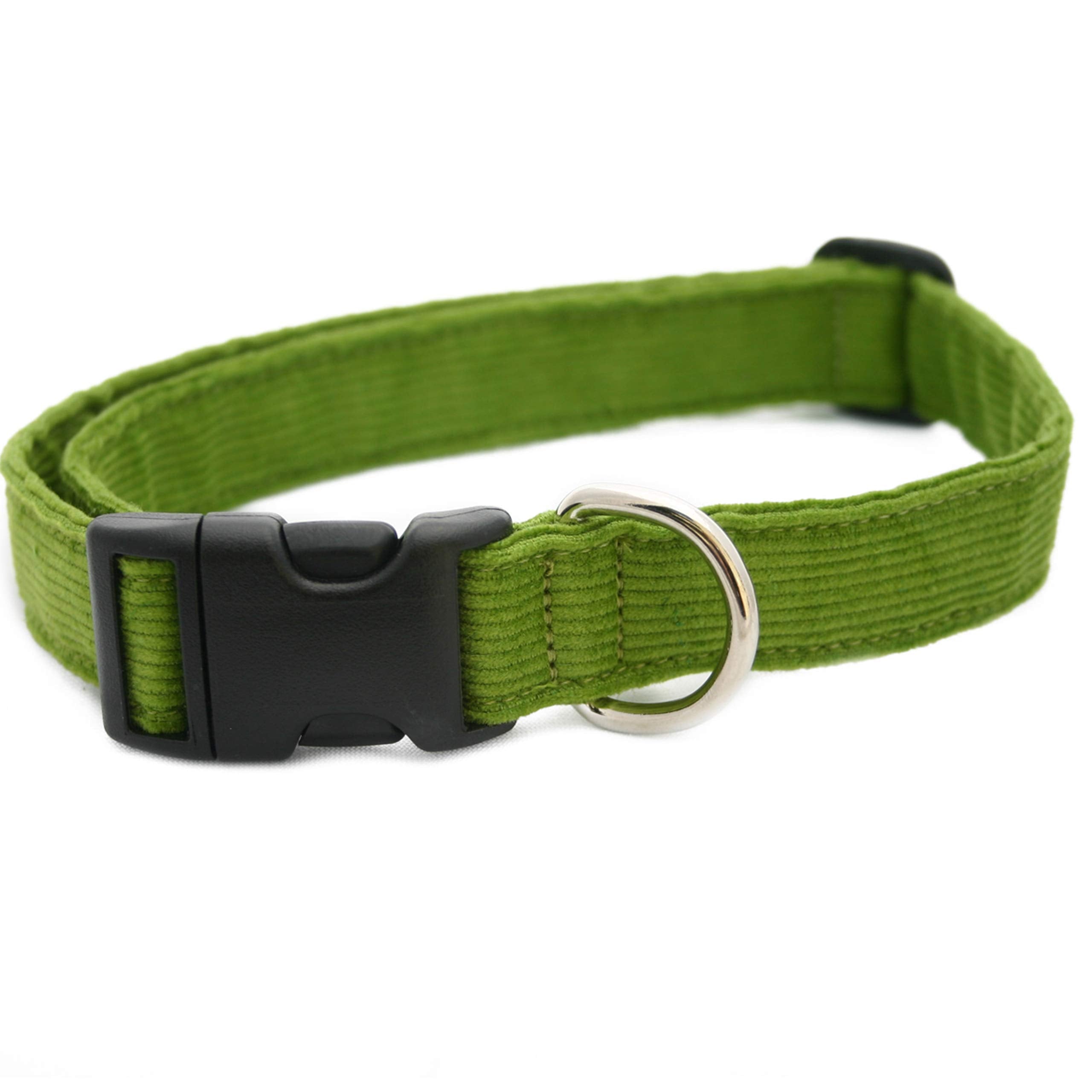 Hemp Corduroy Dog Collar - No Pattern (1/2' Extra Small, Avocado)