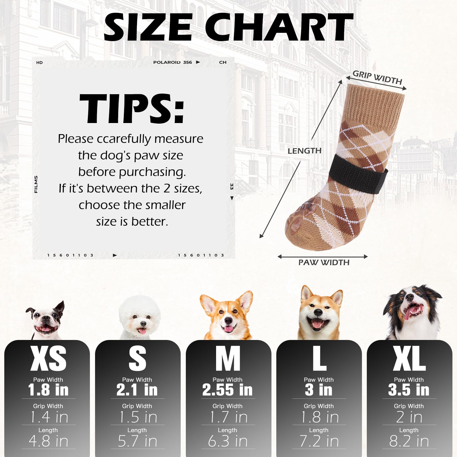 EXPAWLORER Dog Socks to Prevent Licking Paws,4 Pcs Double Sided Anti Slip Dog Socks with Grippers for Hardwood Floors,Dog Shoes