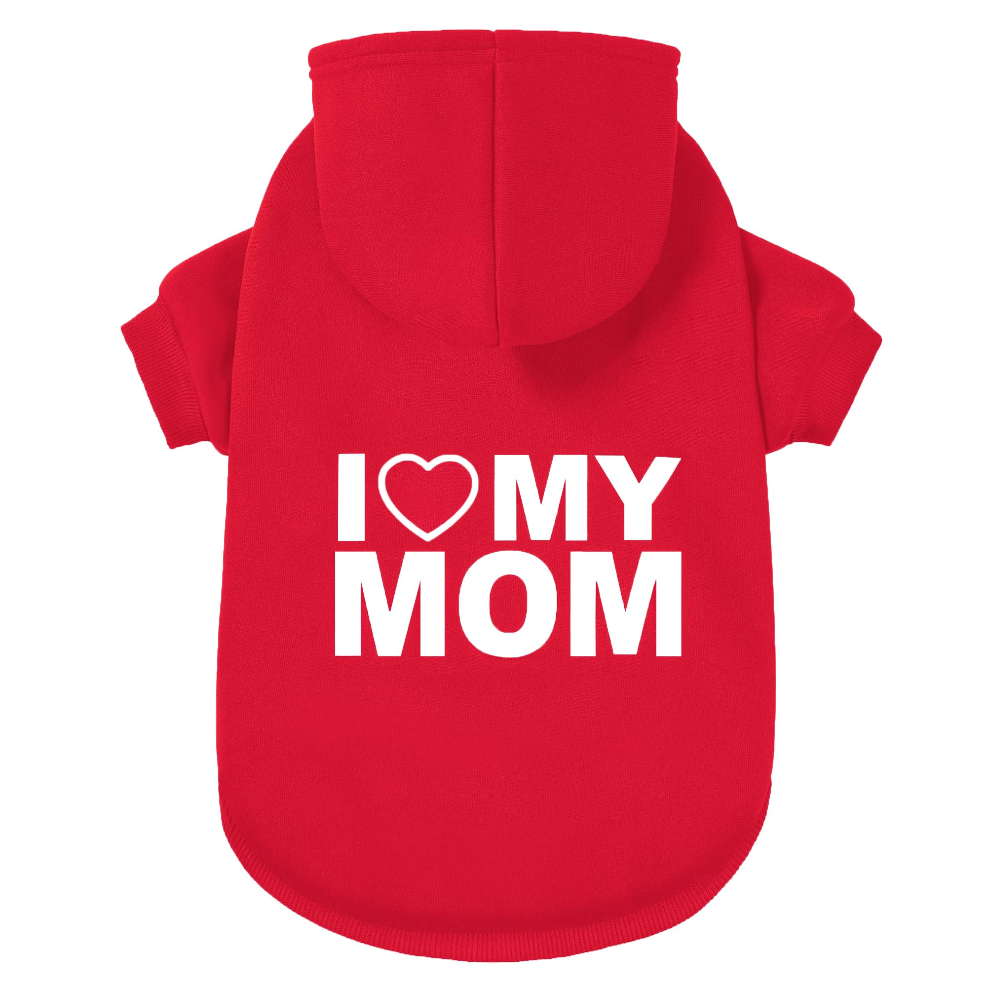 Greenjoy Dog Sweater Dog Hoodie Cold Weather Coat Hooded Sweatshirt For Puppies,Cats, Small Medium Large Dogs (Red(I Love My Mom