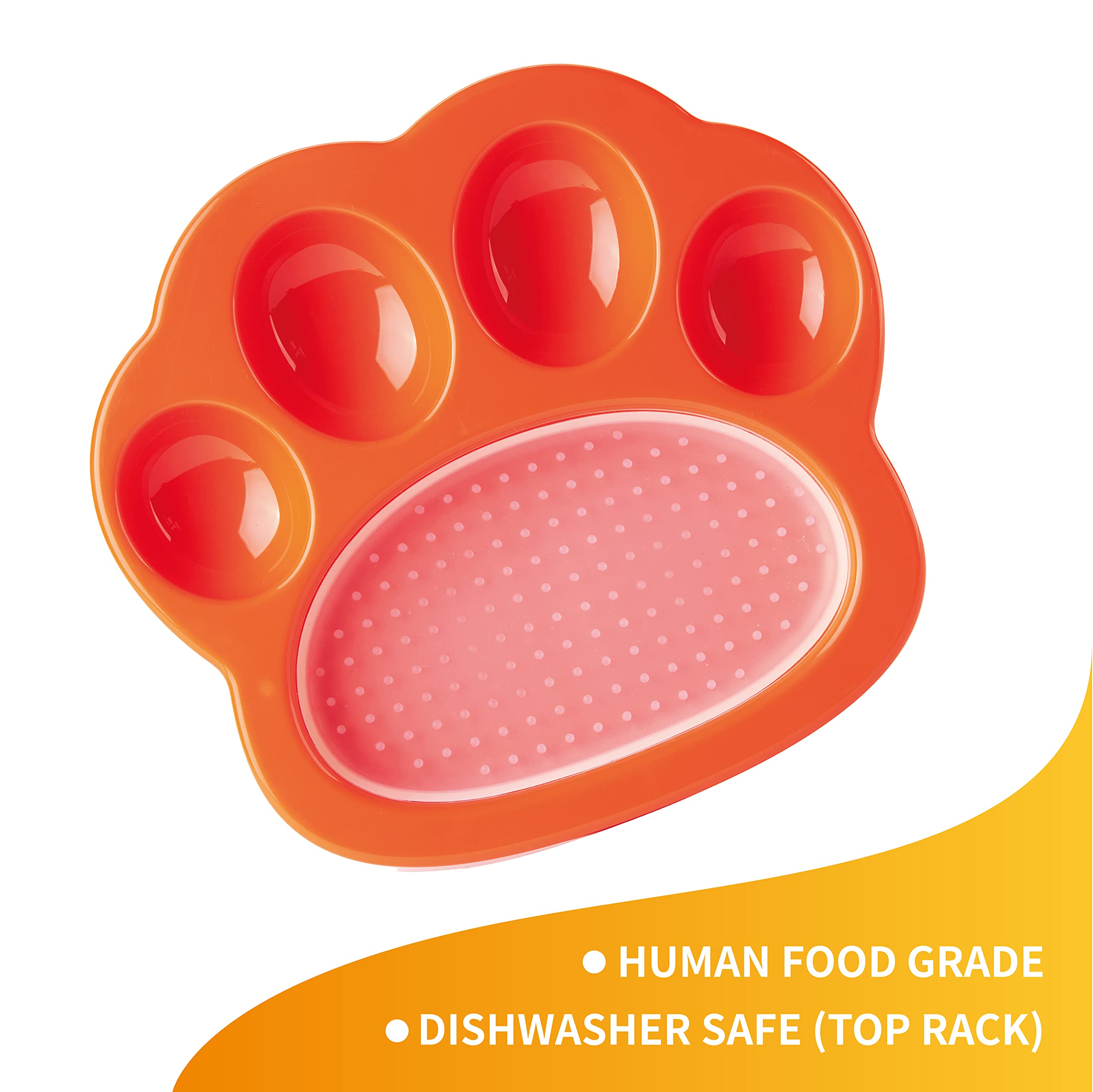 PetDreamHouse PAW 2-in-1 Mini Slow Feeder Dish & Lick Pad for Small Dogs, Puppies & Cats, Paw-Shaped Slow Feeding Dish with an I